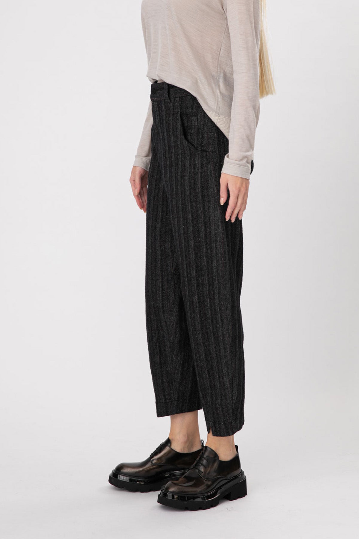 Transit Çizgili Ketenli Crop Pantolon-Libas Trendy Fashion Store