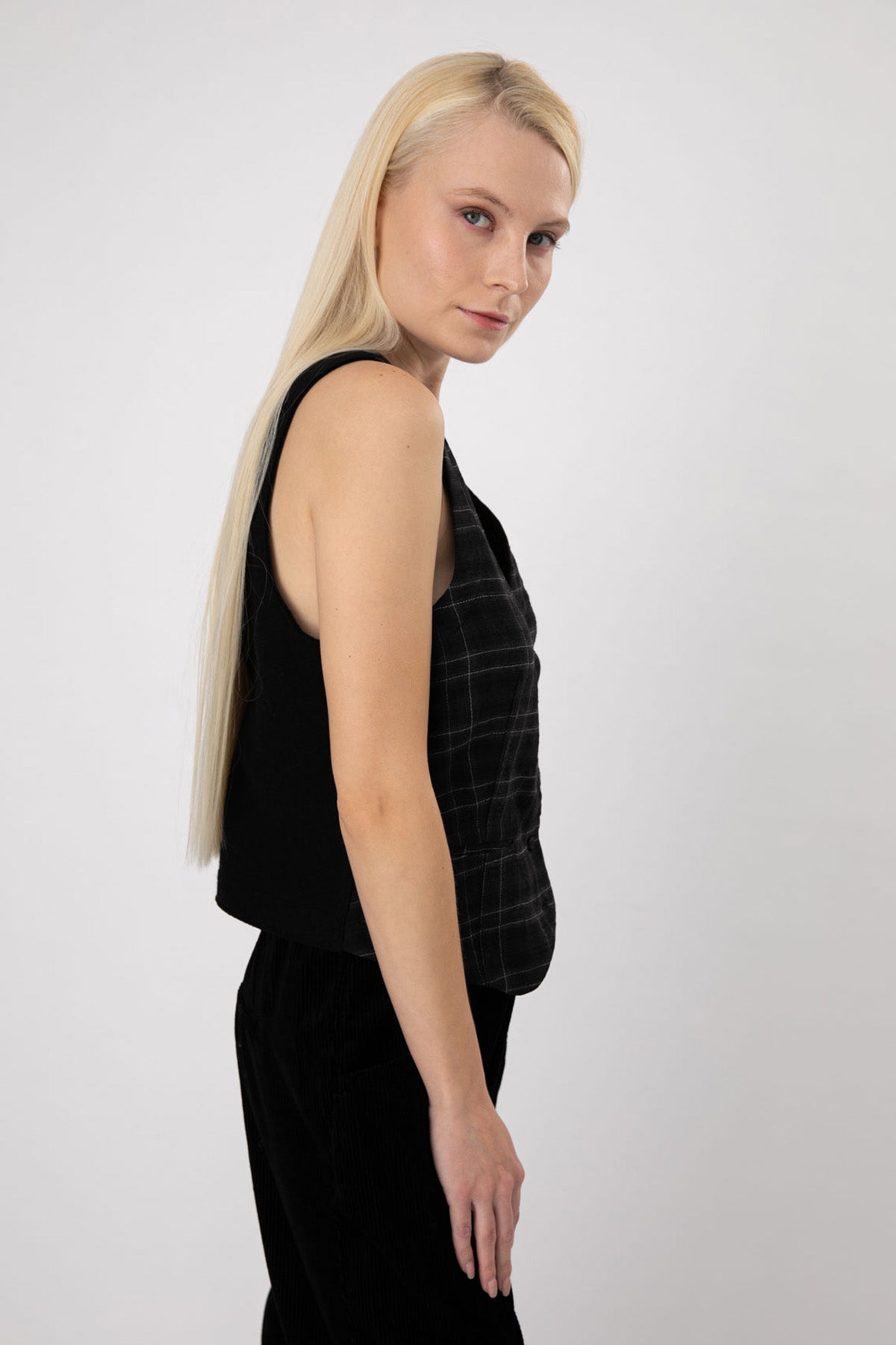 Transit Ekose Desen Yün Yelek-Libas Trendy Fashion Store