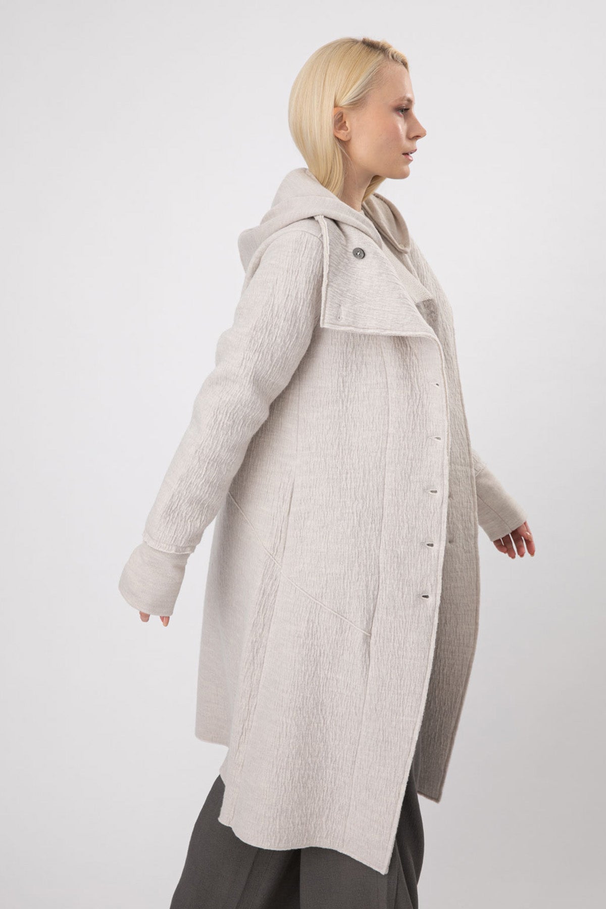 Transit Kapüşonlu Kruvaze Yün Kaban-Libas Trendy Fashion Store