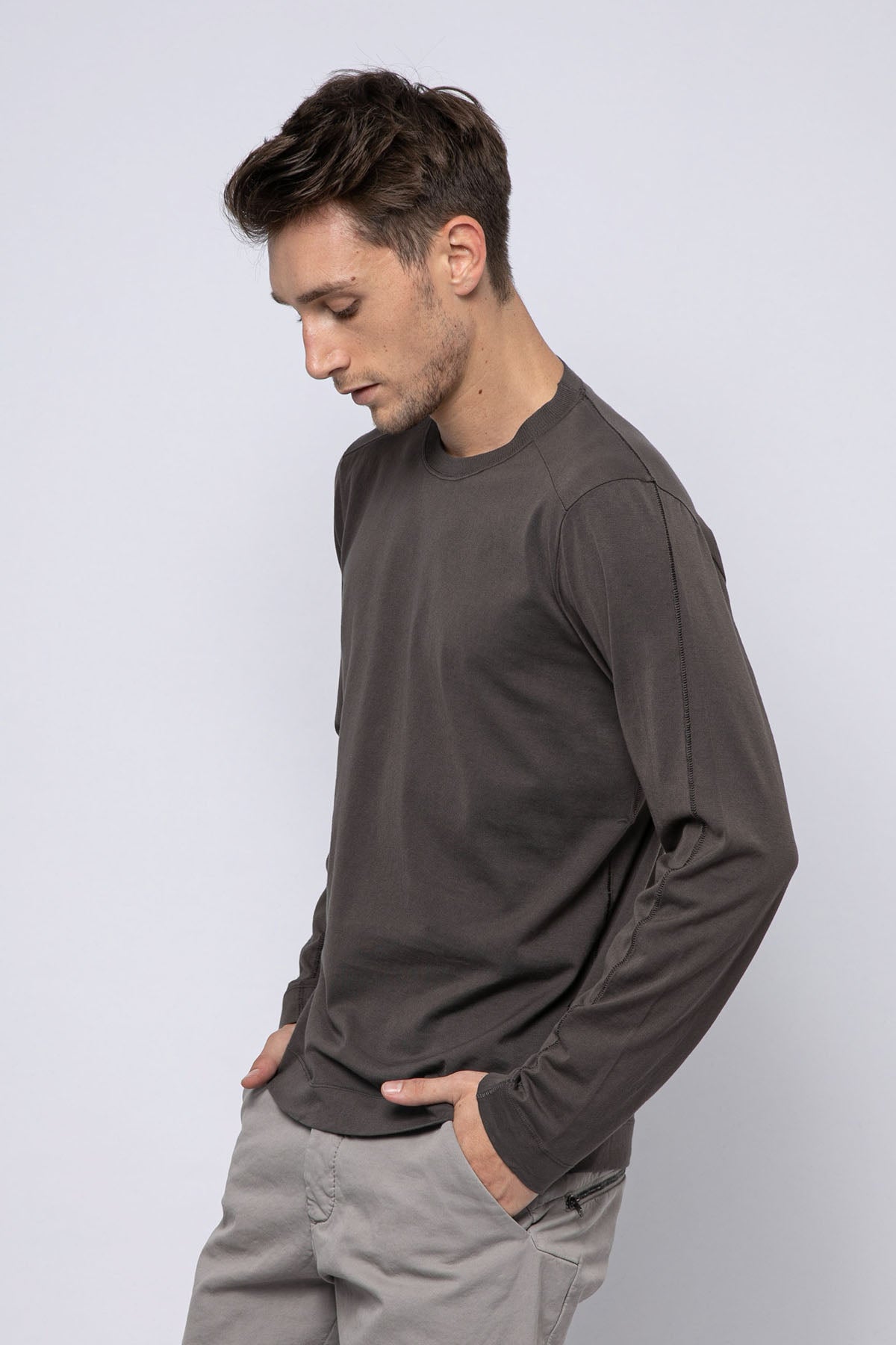 Transit Yuvarlak Yaka Uzun Kollu T-shirt-Libas Trendy Fashion Store