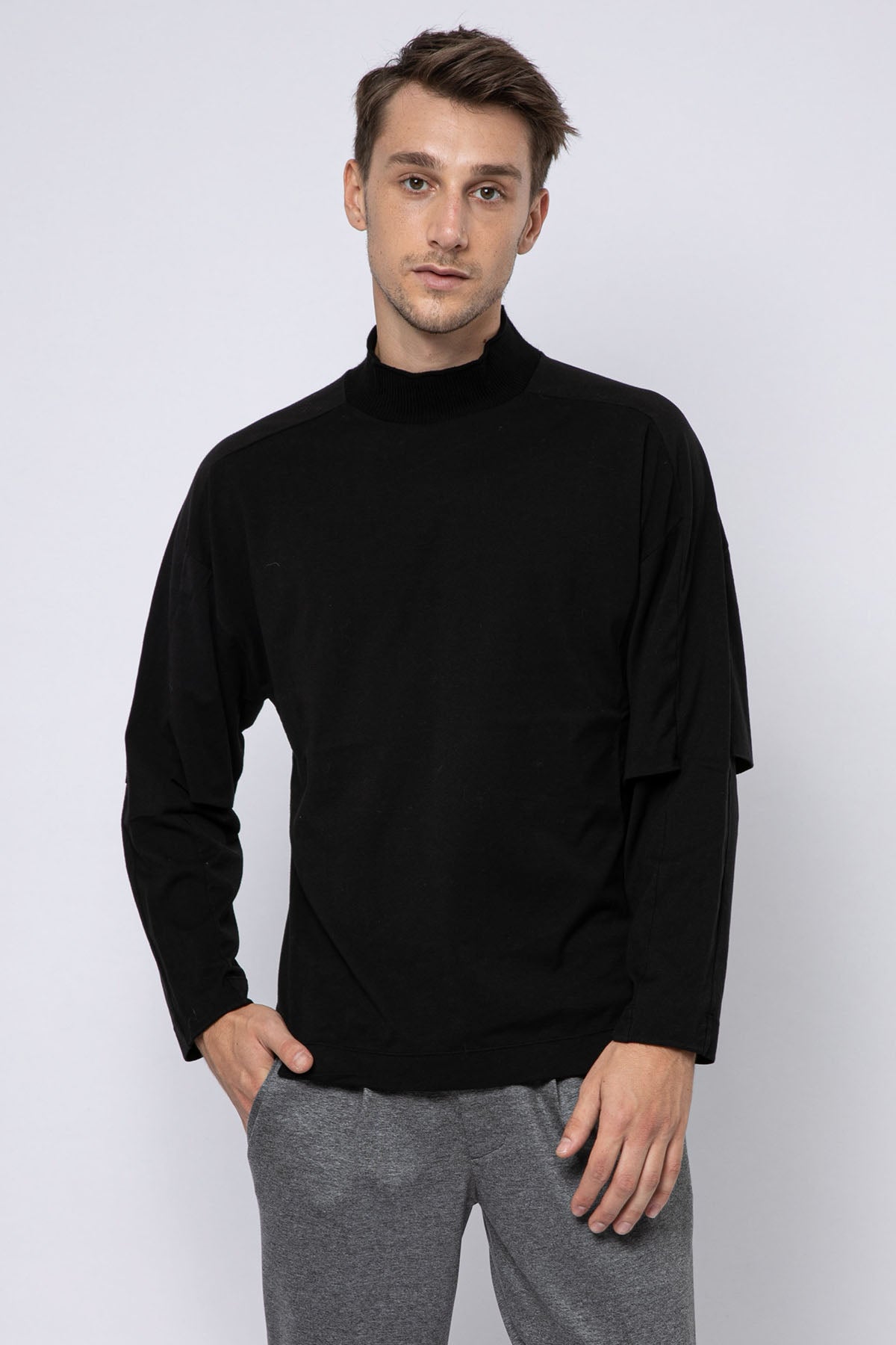 Transit Yarım Balıkçı Yaka Uzun Kollu T-shirt-Libas Trendy Fashion Store