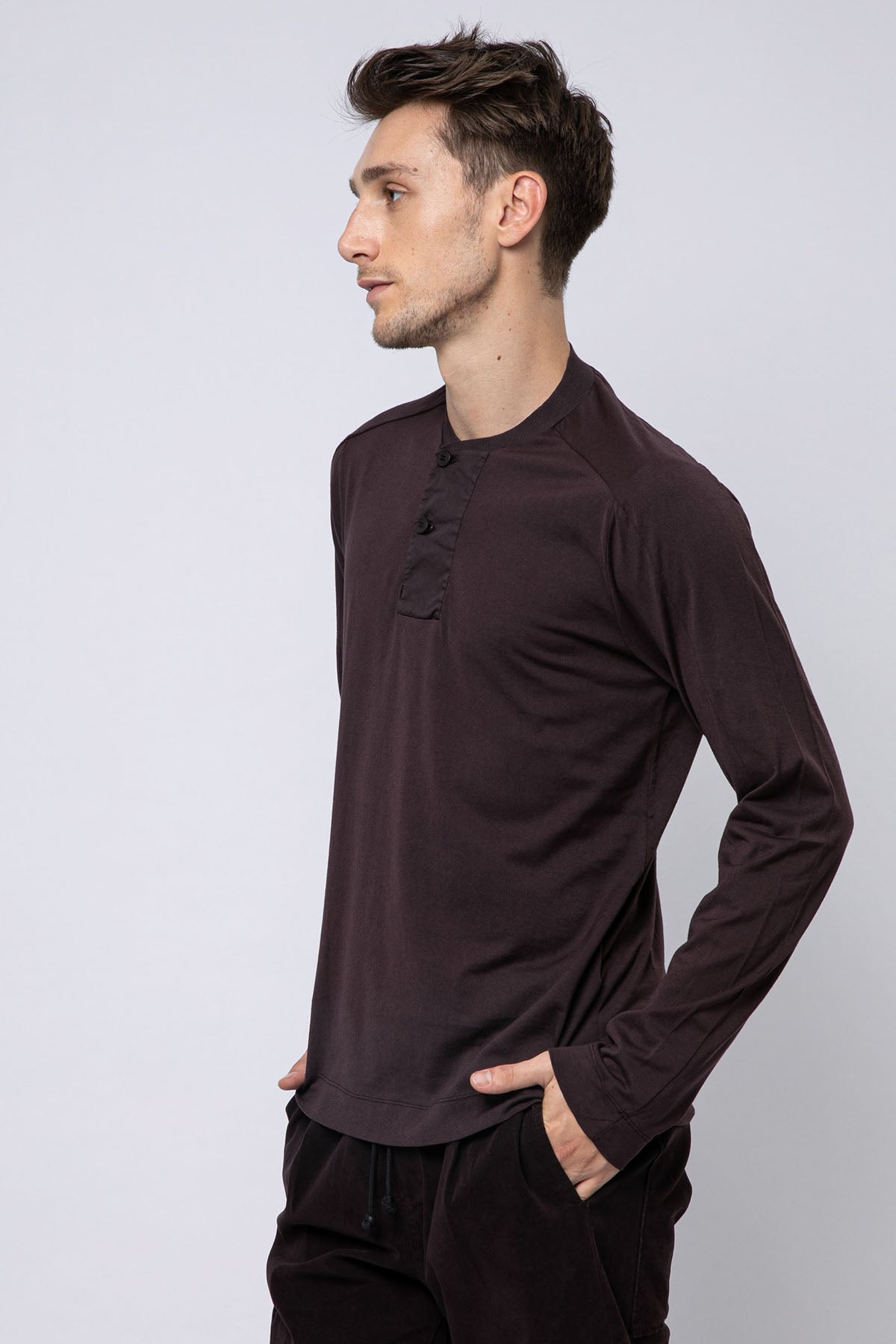 Transit Düğmeli Yuvarlak Yaka Uzun Kollu T-shirt-Libas Trendy Fashion Store