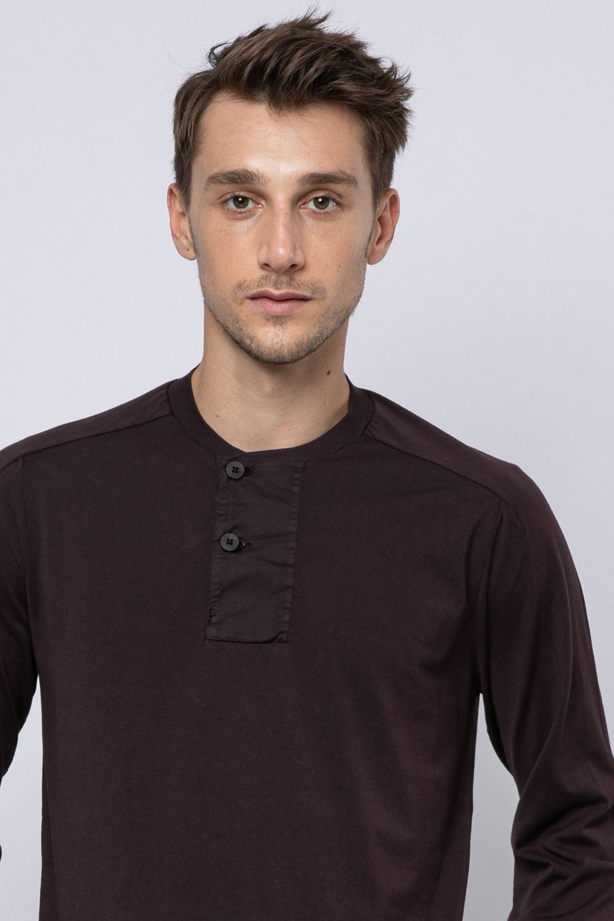 Transit Düğmeli Yuvarlak Yaka Uzun Kollu T-shirt-Libas Trendy Fashion Store