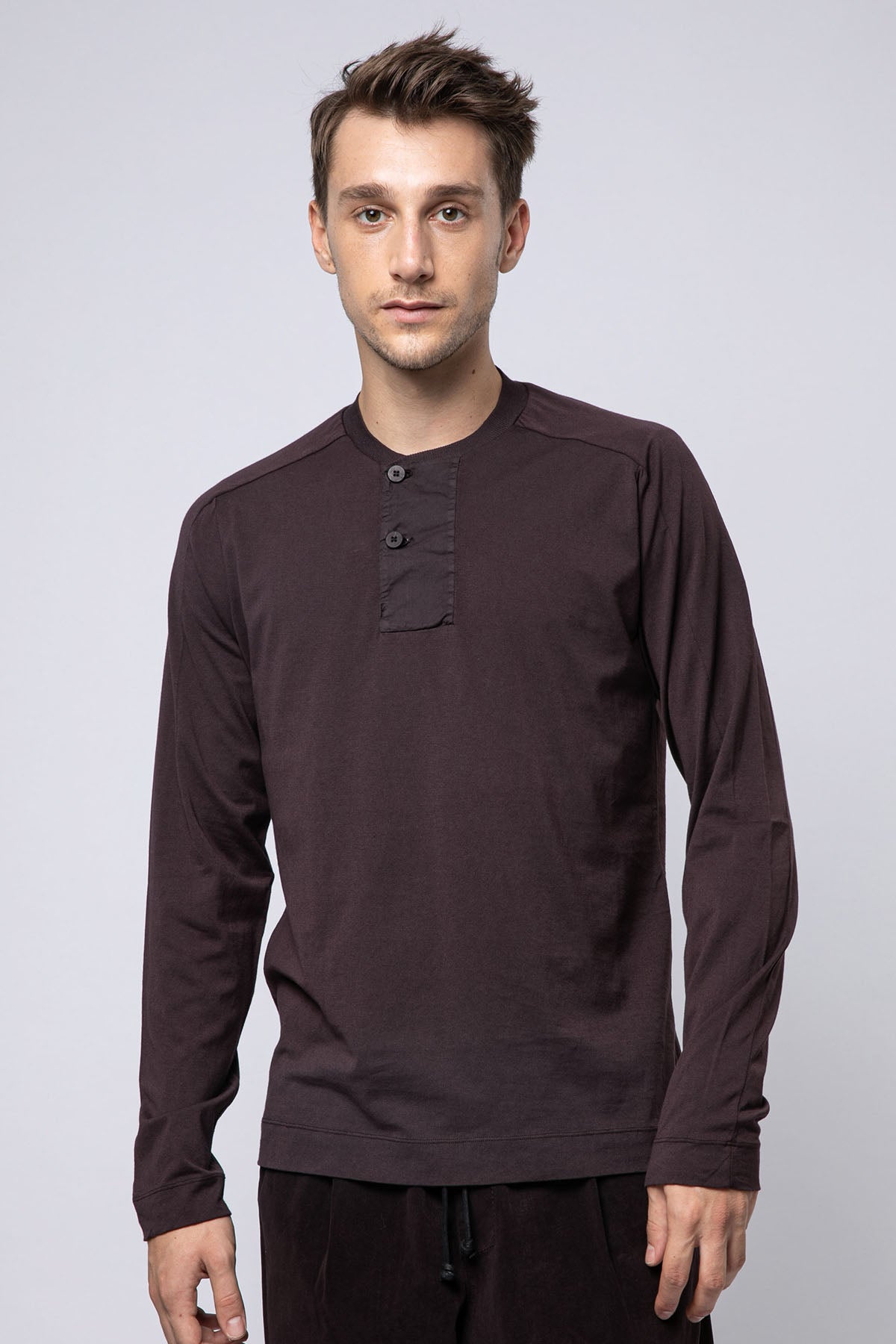 Transit Düğmeli Yuvarlak Yaka Uzun Kollu T-shirt-Libas Trendy Fashion Store