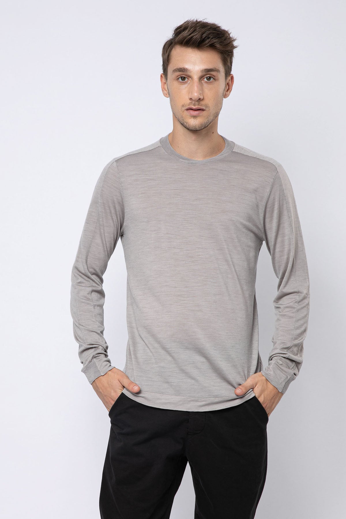 Transit Yuvarlak Yaka Uzun Kollu Yün T-shirt-Libas Trendy Fashion Store