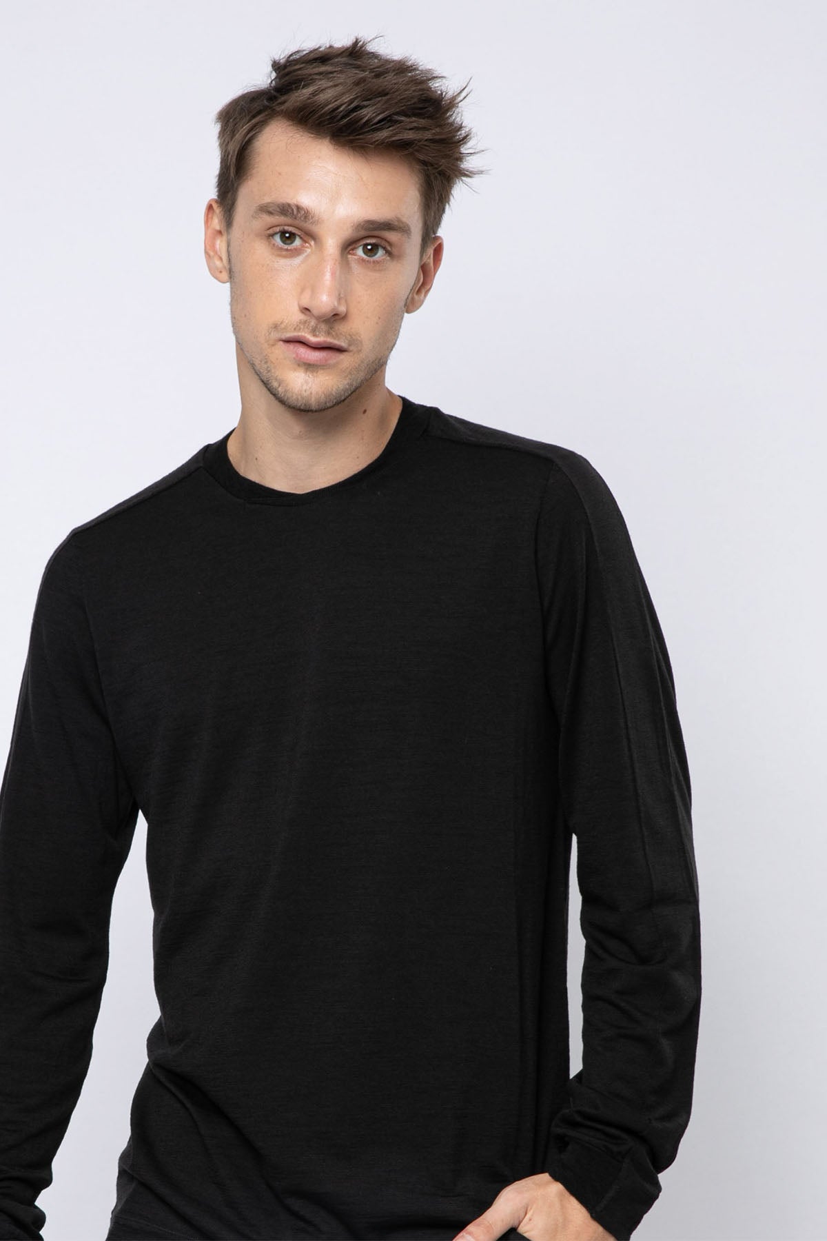 Transit Yuvarlak Yaka Uzun Kollu Yün T-shirt-Libas Trendy Fashion Store