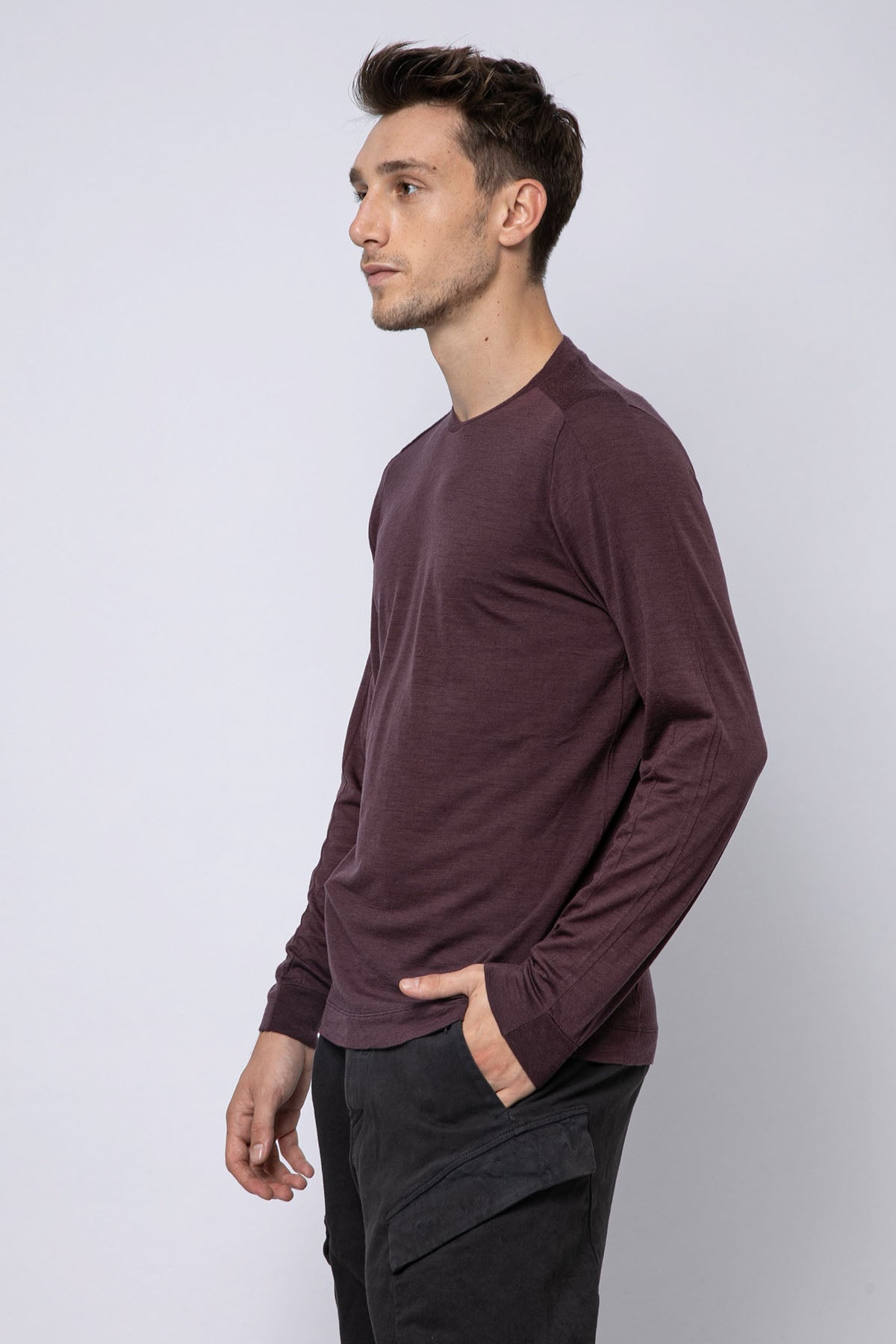 Transit Yuvarlak Yaka Uzun Kollu Yün T-shirt-Libas Trendy Fashion Store