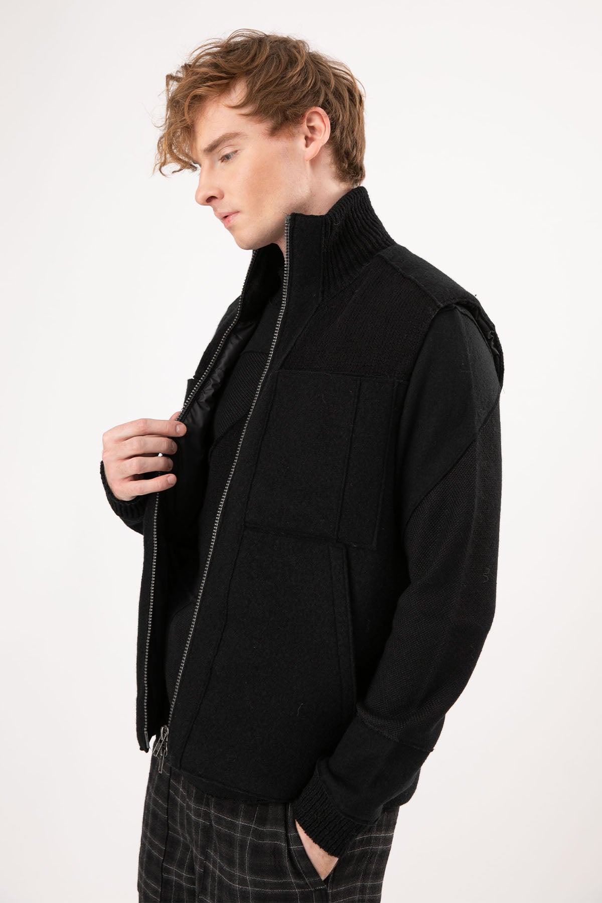 Transit Dik Yaka Fermuarlı Yün Yelek-Libas Trendy Fashion Store