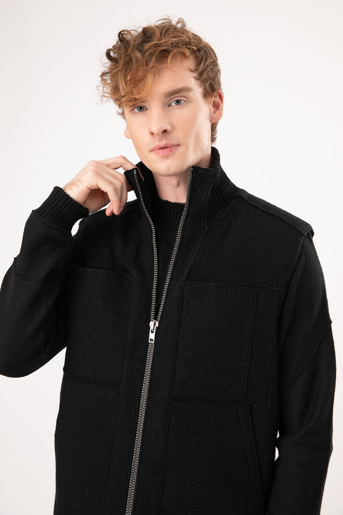 Transit Dik Yaka Fermuarlı Yün Yelek-Libas Trendy Fashion Store