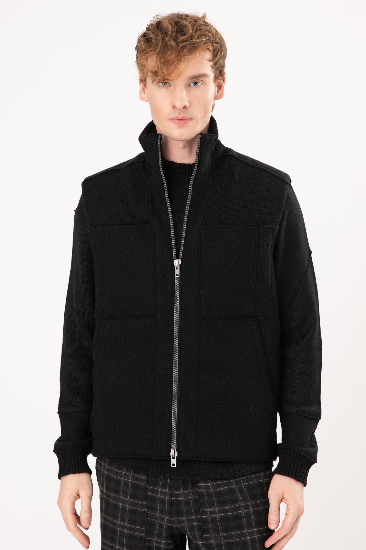 Transit Dik Yaka Fermuarlı Yün Yelek-Libas Trendy Fashion Store