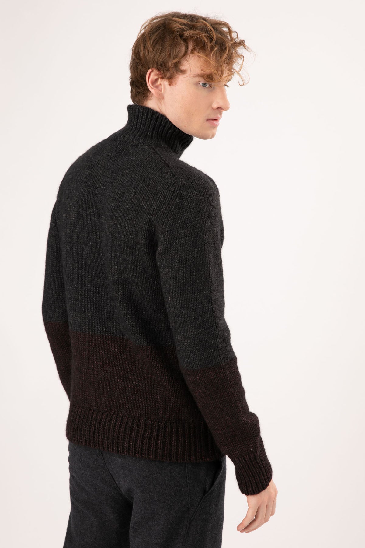 Transit Balıkçı Yaka Çift Renk Yün Triko-Libas Trendy Fashion Store