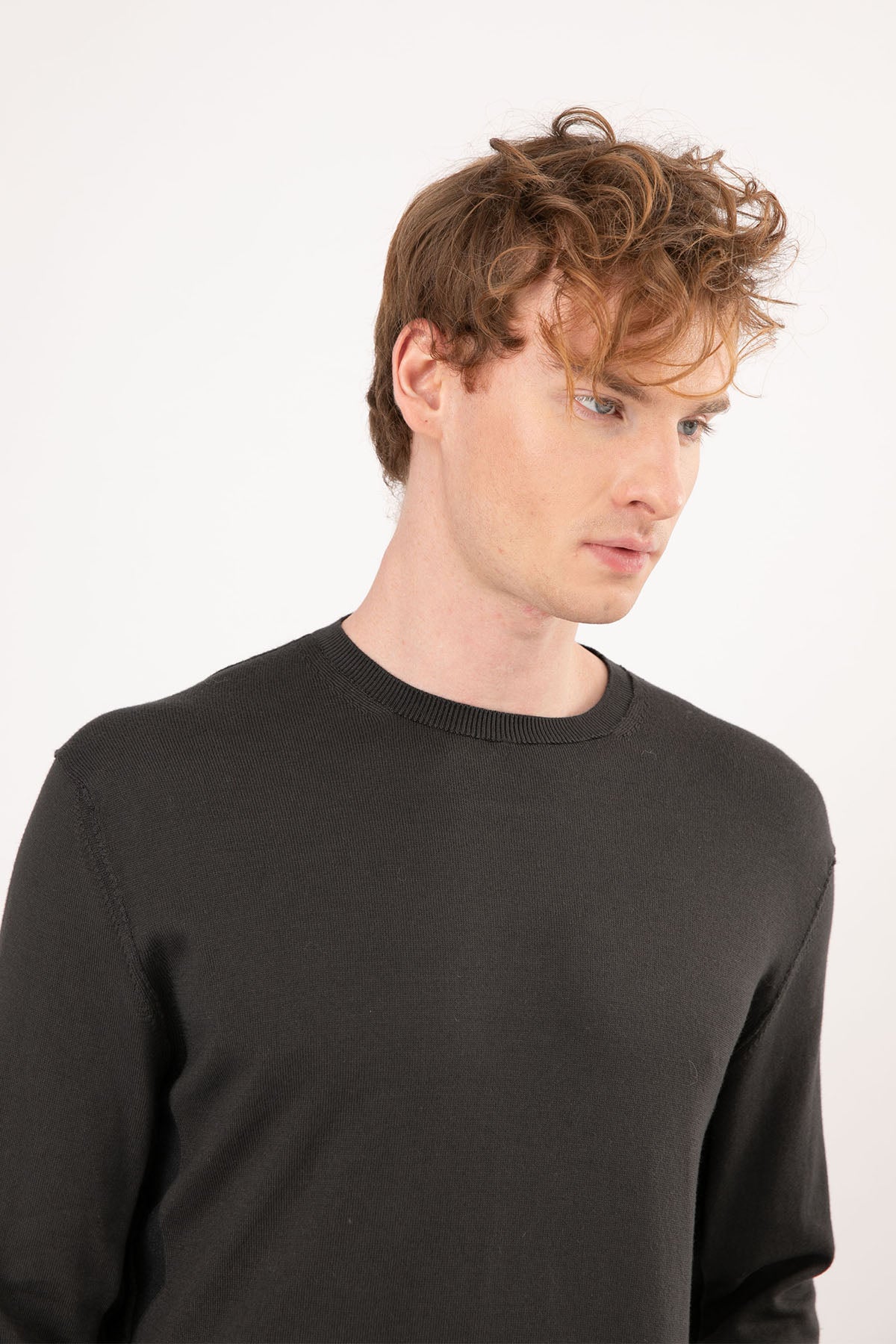 Transit Yuvarlak Yaka Kaşmirli Örgü Triko