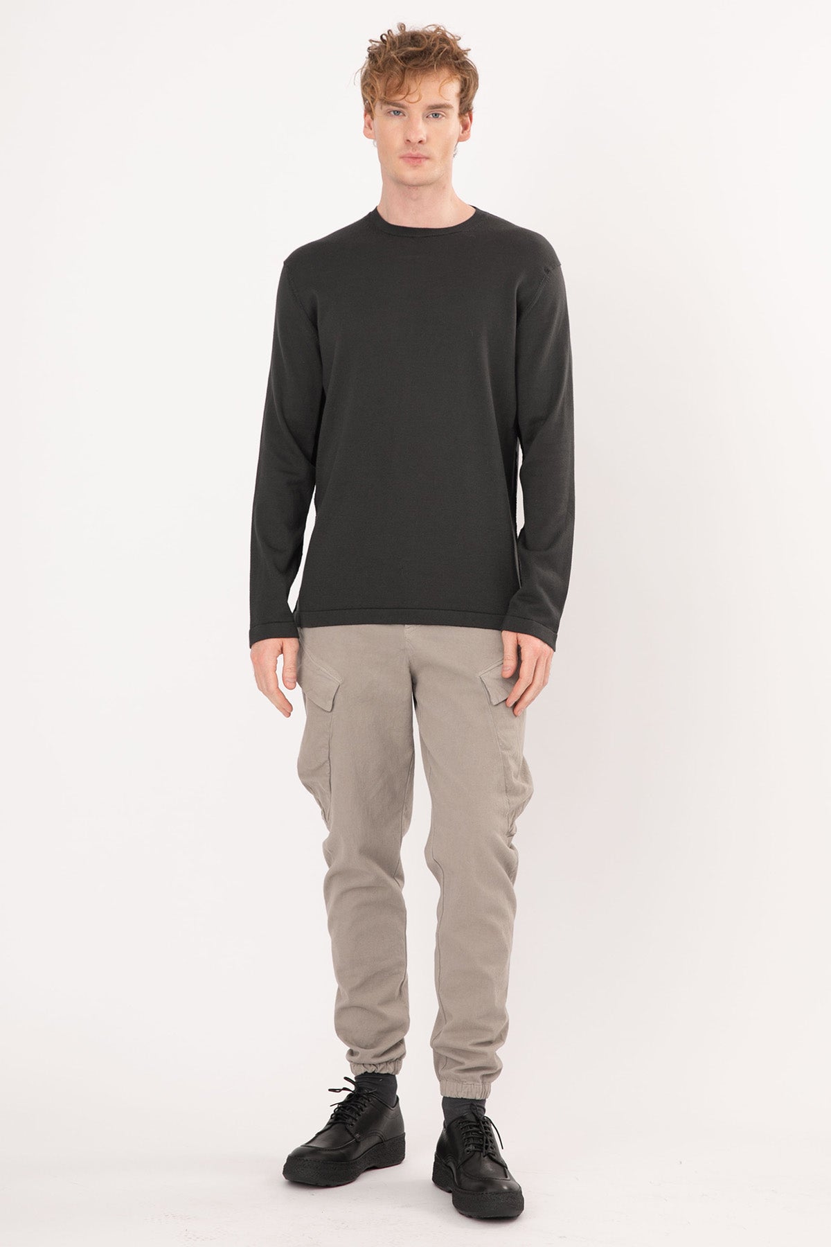 Transit Yuvarlak Yaka Kaşmirli Örgü Triko