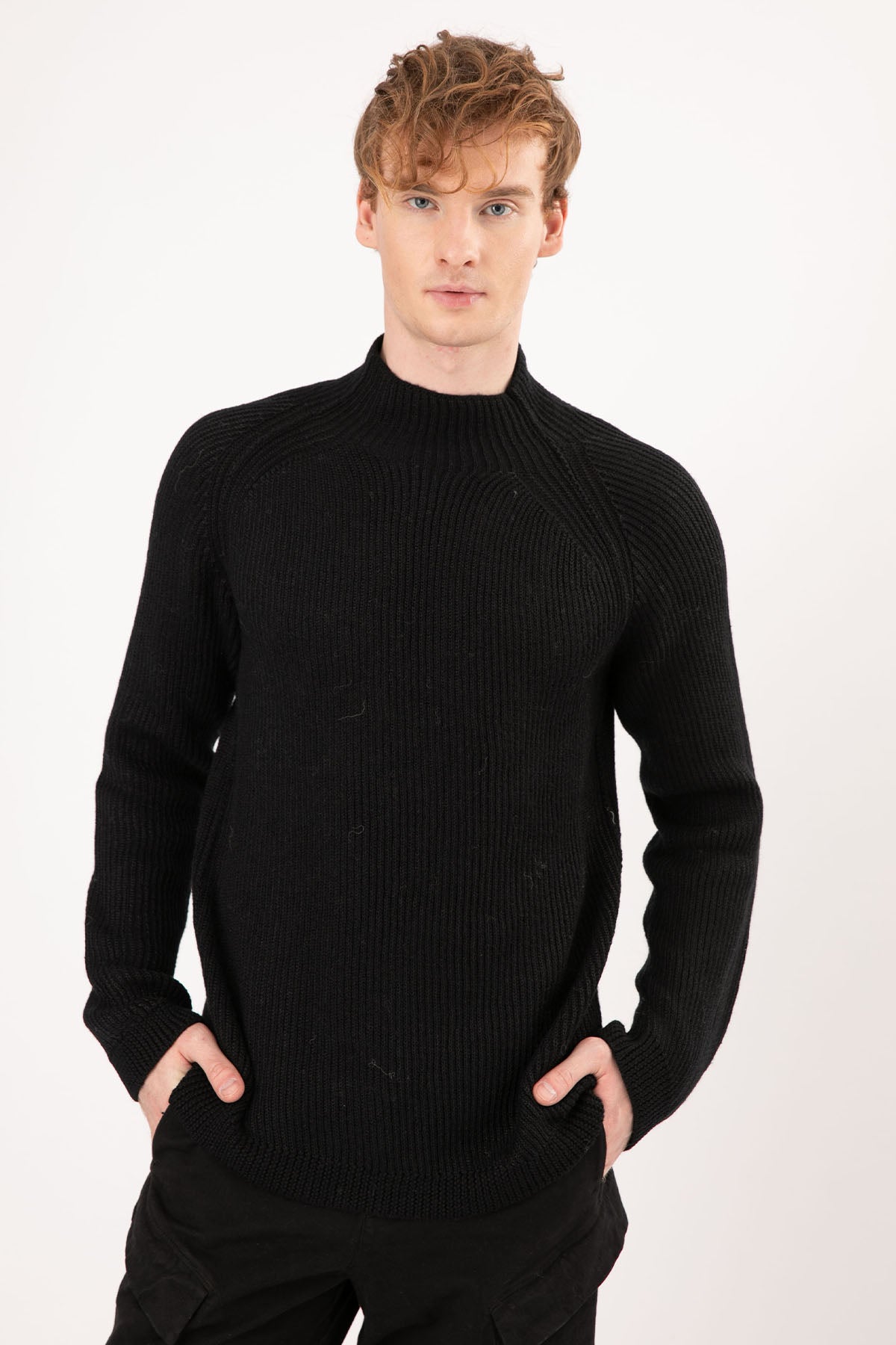 Transit Yarım Balıkçı Yaka Ketenli Yün Triko-Libas Trendy Fashion Store