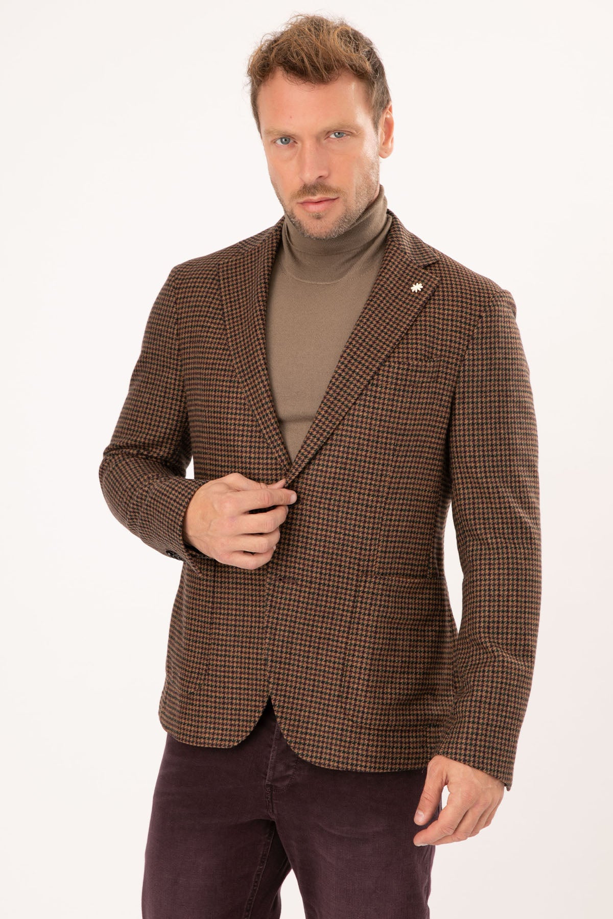 Manuel Ritz Kazayağı Desenli Yün Blazer Ceket-Libas Trendy Fashion Store