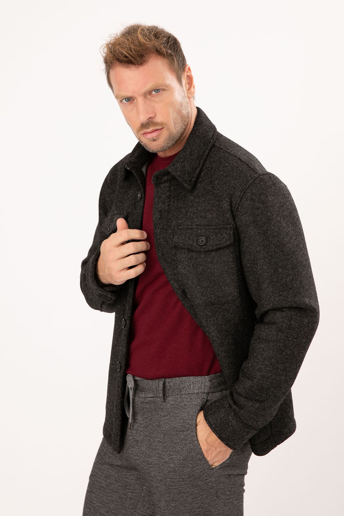 Manuel Ritz Cep Detaylı Yün Kaban-Libas Trendy Fashion Store