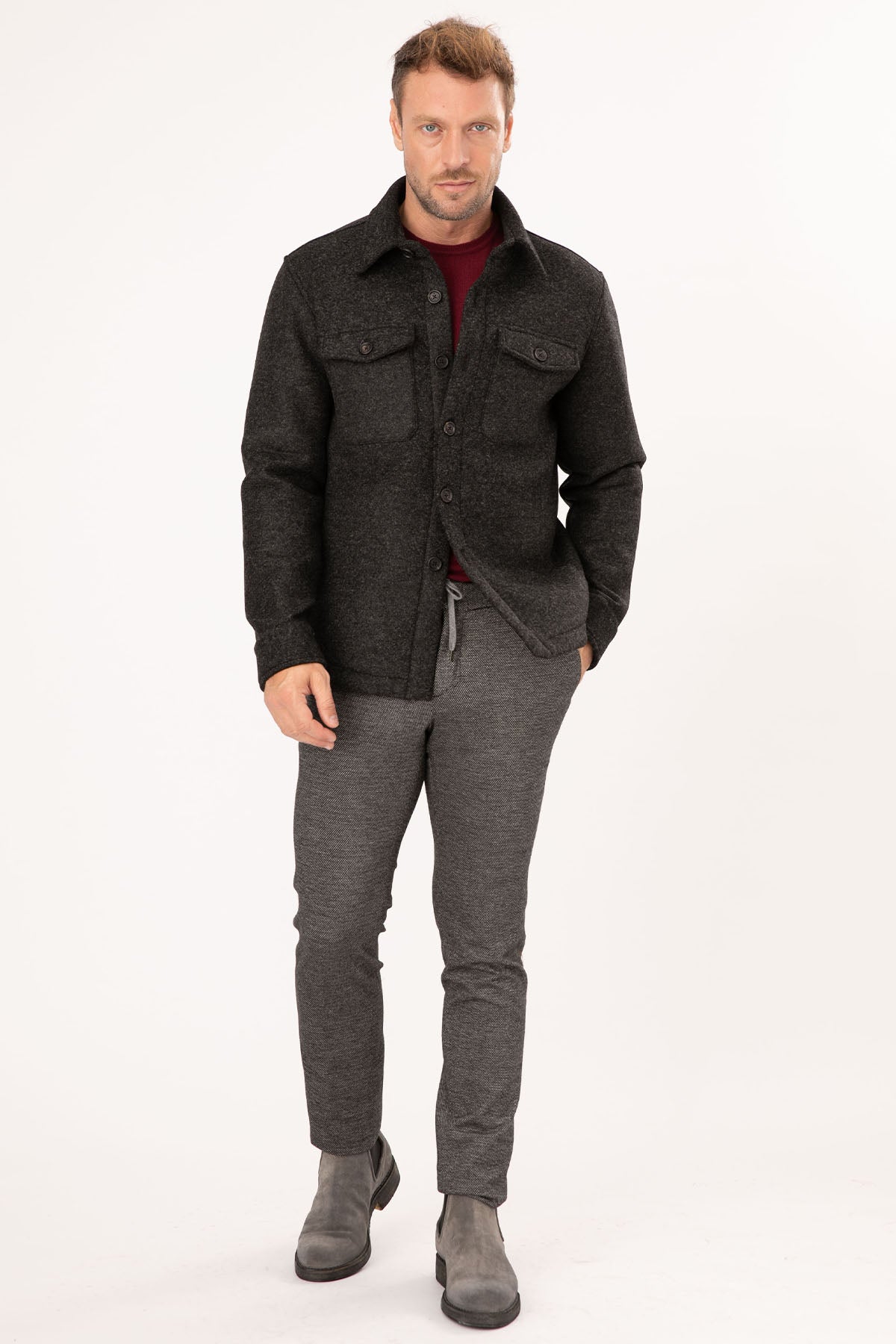 Manuel Ritz Cep Detaylı Yün Kaban-Libas Trendy Fashion Store