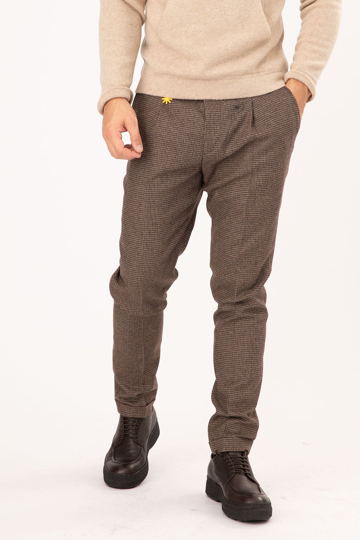 Manuel Ritz Tek Kazayağı Desenli Slim Fit Yün Pantolon-Libas Trendy Fashion Store