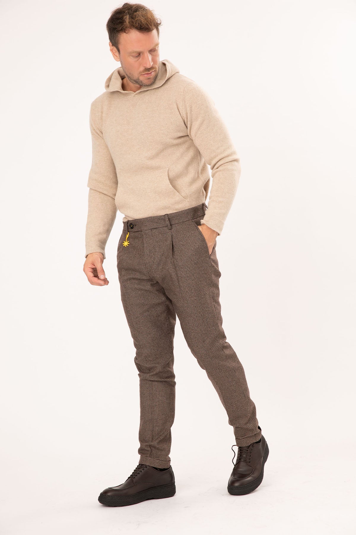 Manuel Ritz Tek Kazayağı Desenli Slim Fit Yün Pantolon-Libas Trendy Fashion Store