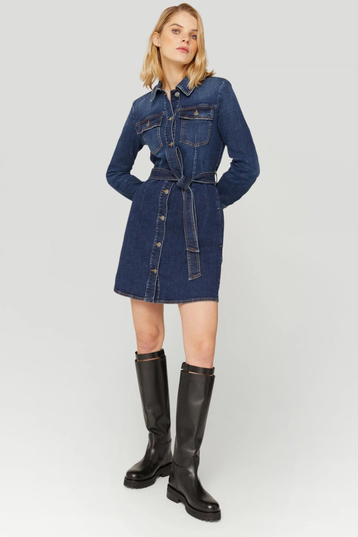 Dondup Kuşaklı Denim Elbise-Libas Trendy Fashion Store