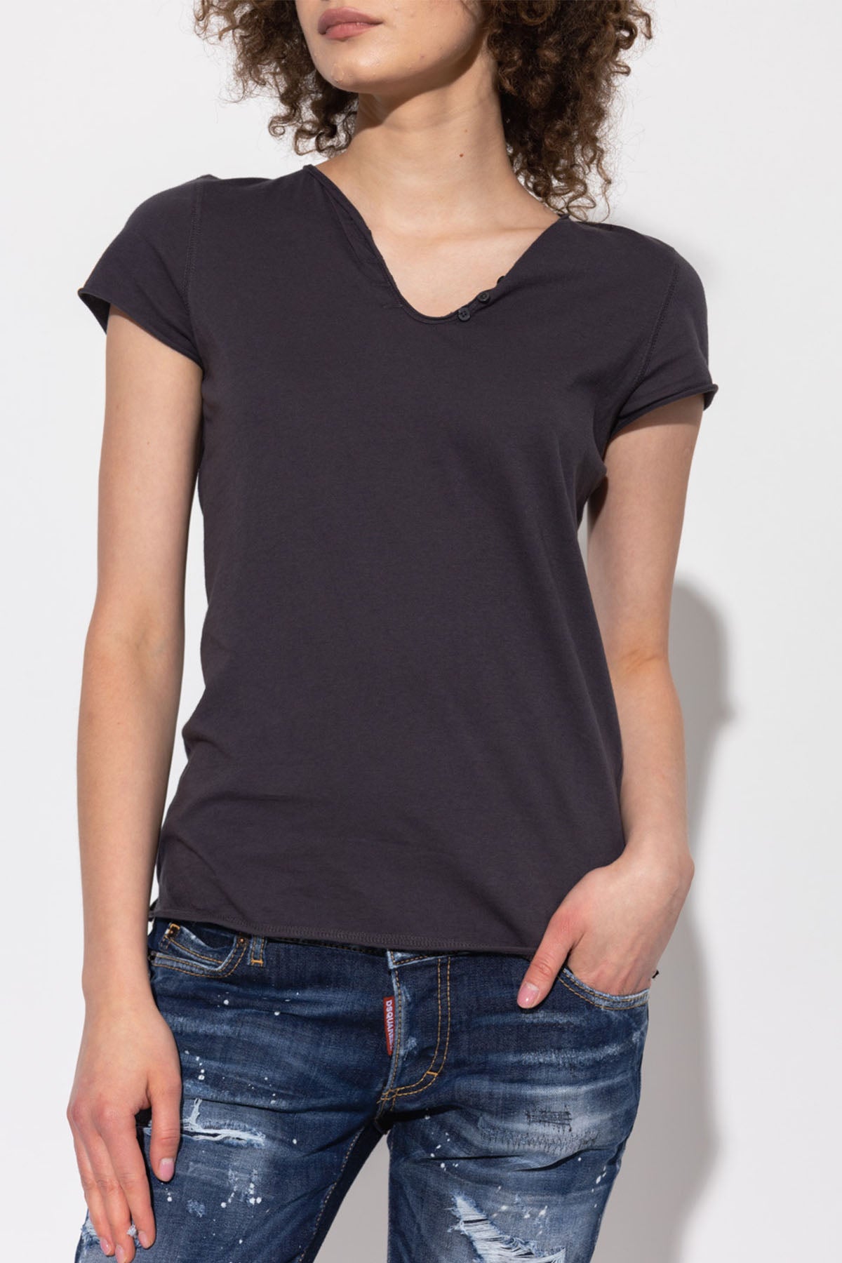 Zadig & Voltaire Çiçekli Nakış Kuru Kafa Desenli T-shirt-Libas Trendy Fashion Store