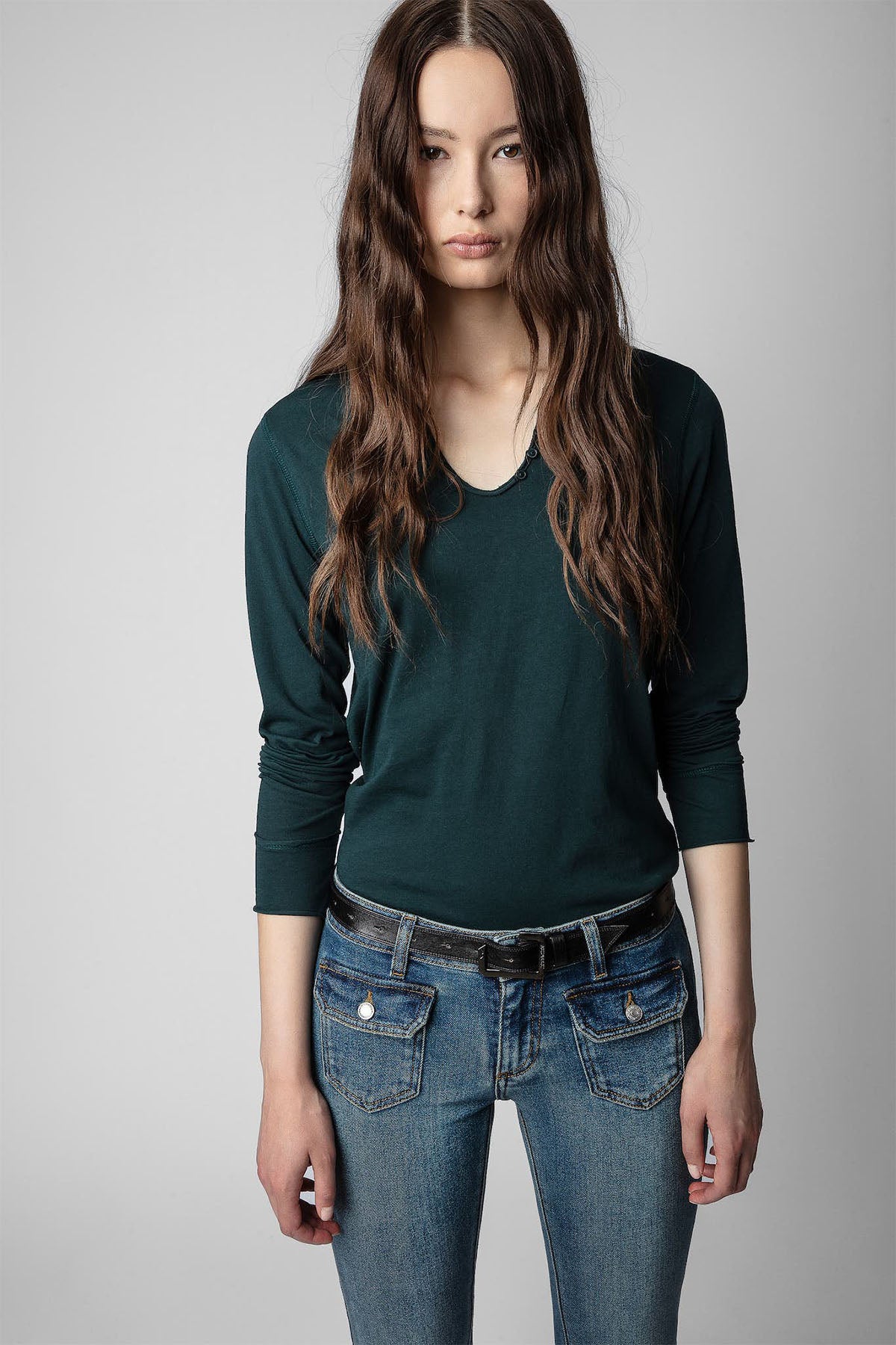 Zadig & Voltaire Yakma Kuru Kafa Desenli Uzun Kollu T-shirt-Libas Trendy Fashion Store