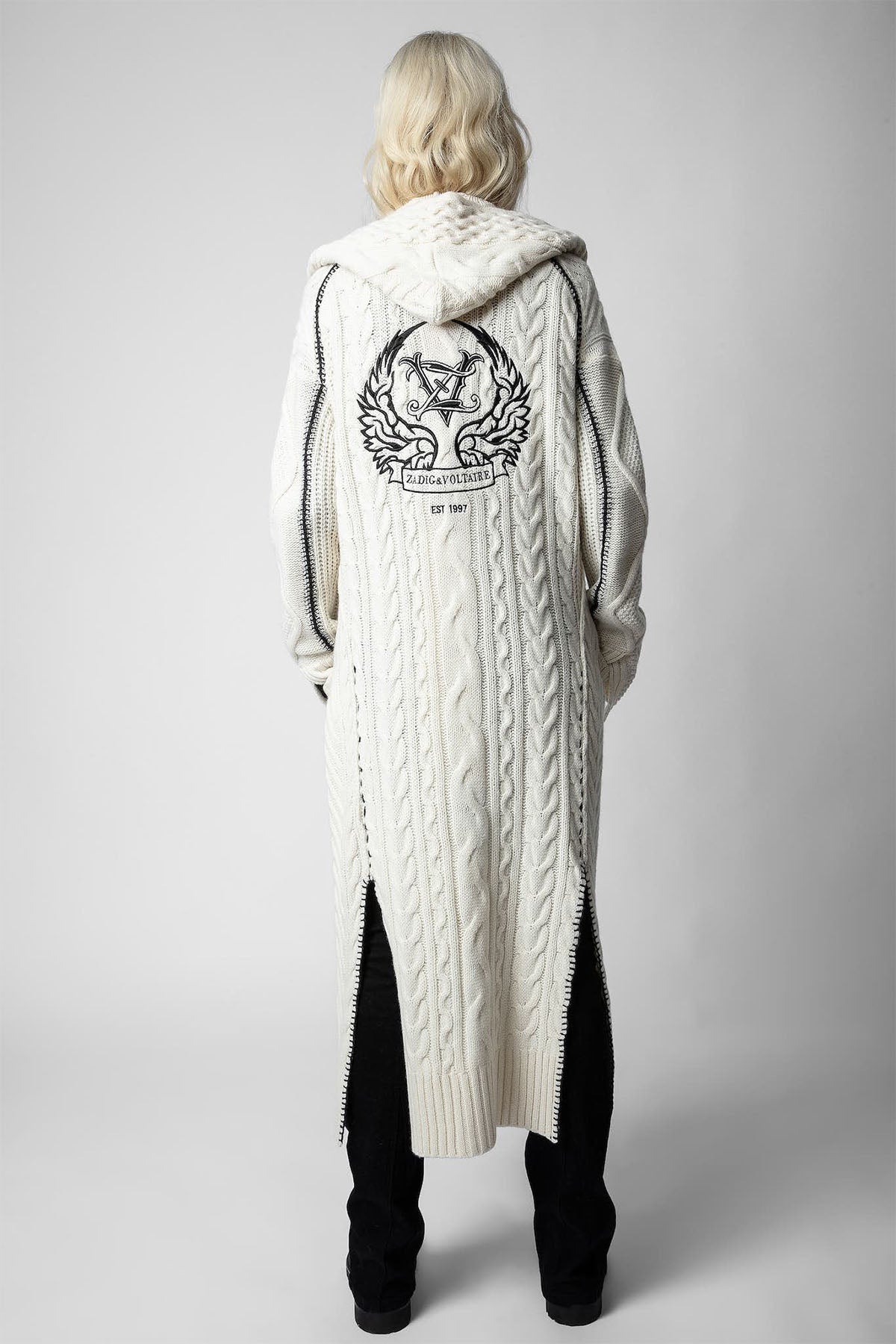 Zadig & Voltaire Kapüşonlu Kuşaklı Yün Örgü Uzun Triko Ceket-Libas Trendy Fashion Store