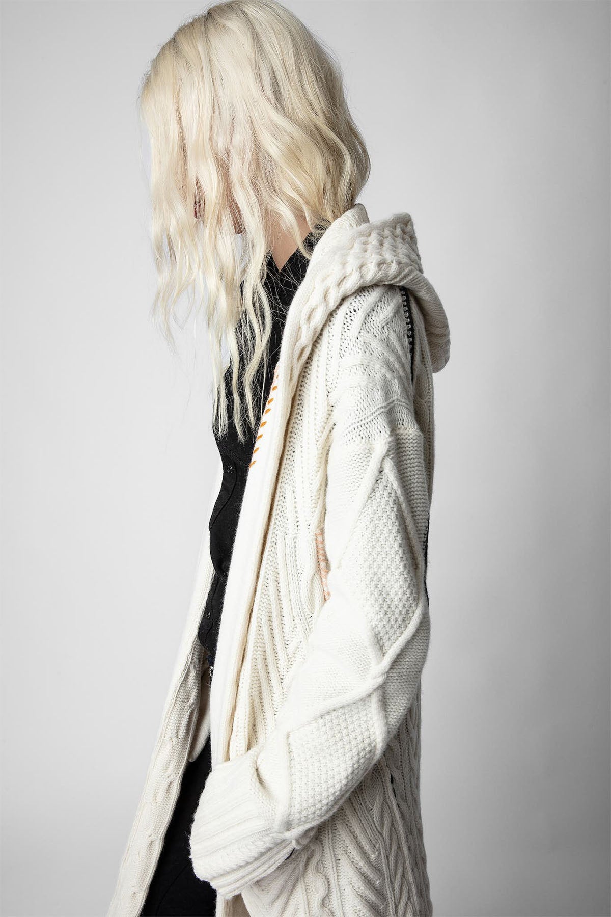 Zadig & Voltaire Kapüşonlu Kuşaklı Yün Örgü Uzun Triko Ceket-Libas Trendy Fashion Store