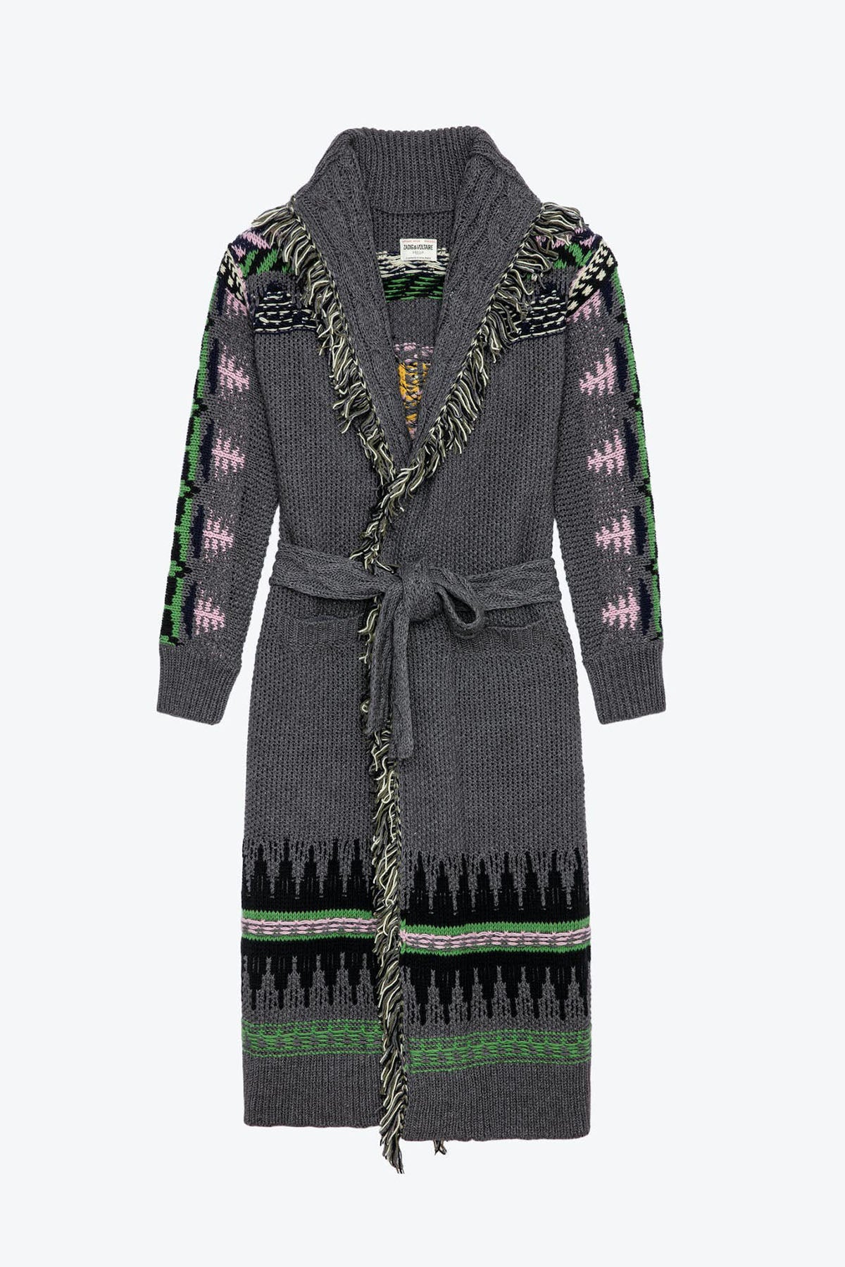 Zadig & Voltaire Kuşaklı Yün Örgü Uzun Triko Ceket-Libas Trendy Fashion Store