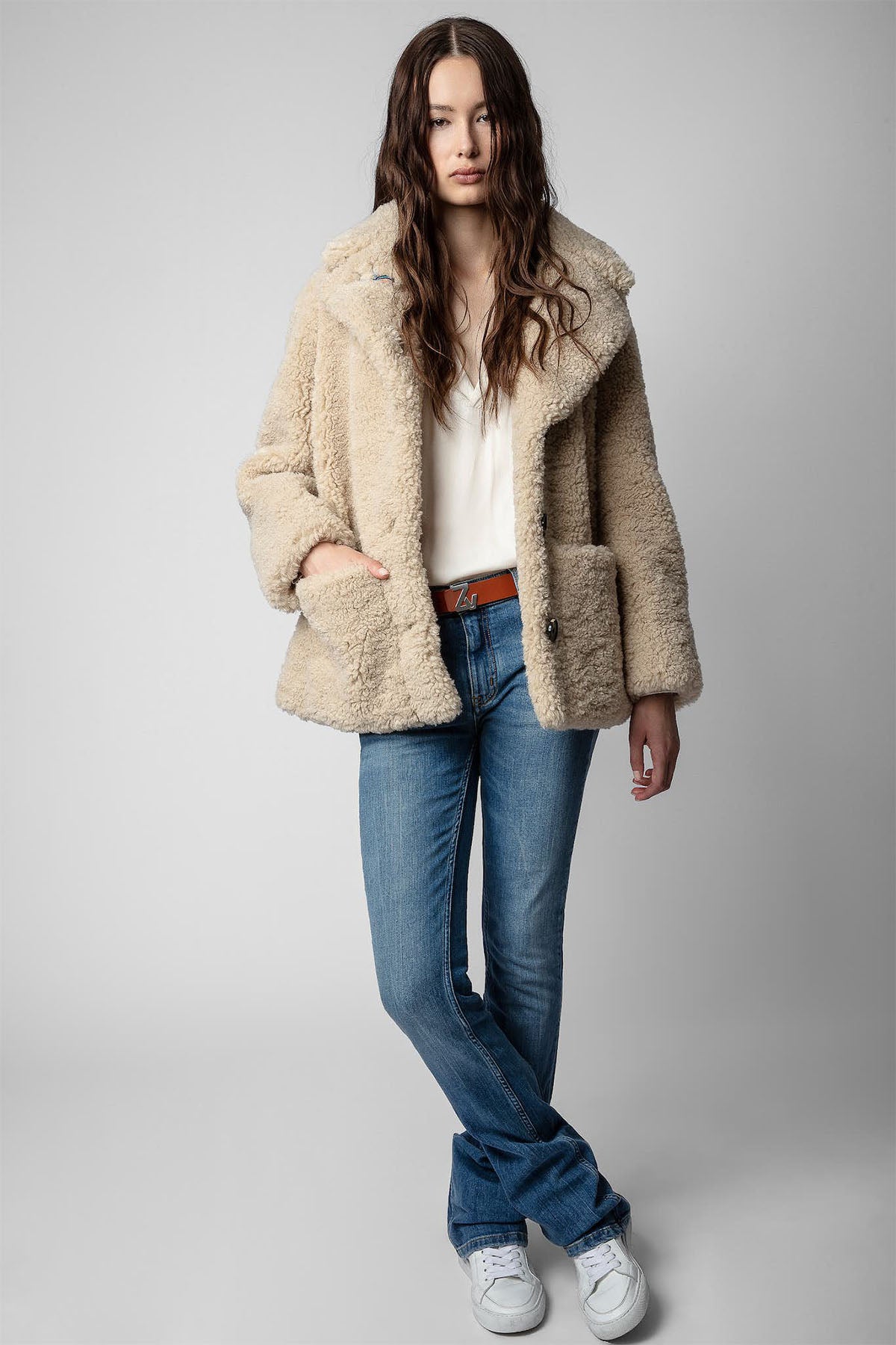 Zadig & Voltaire Çiçek Nakışlı Kuru Kafa Desenli Peluş Kaban-Libas Trendy Fashion Store