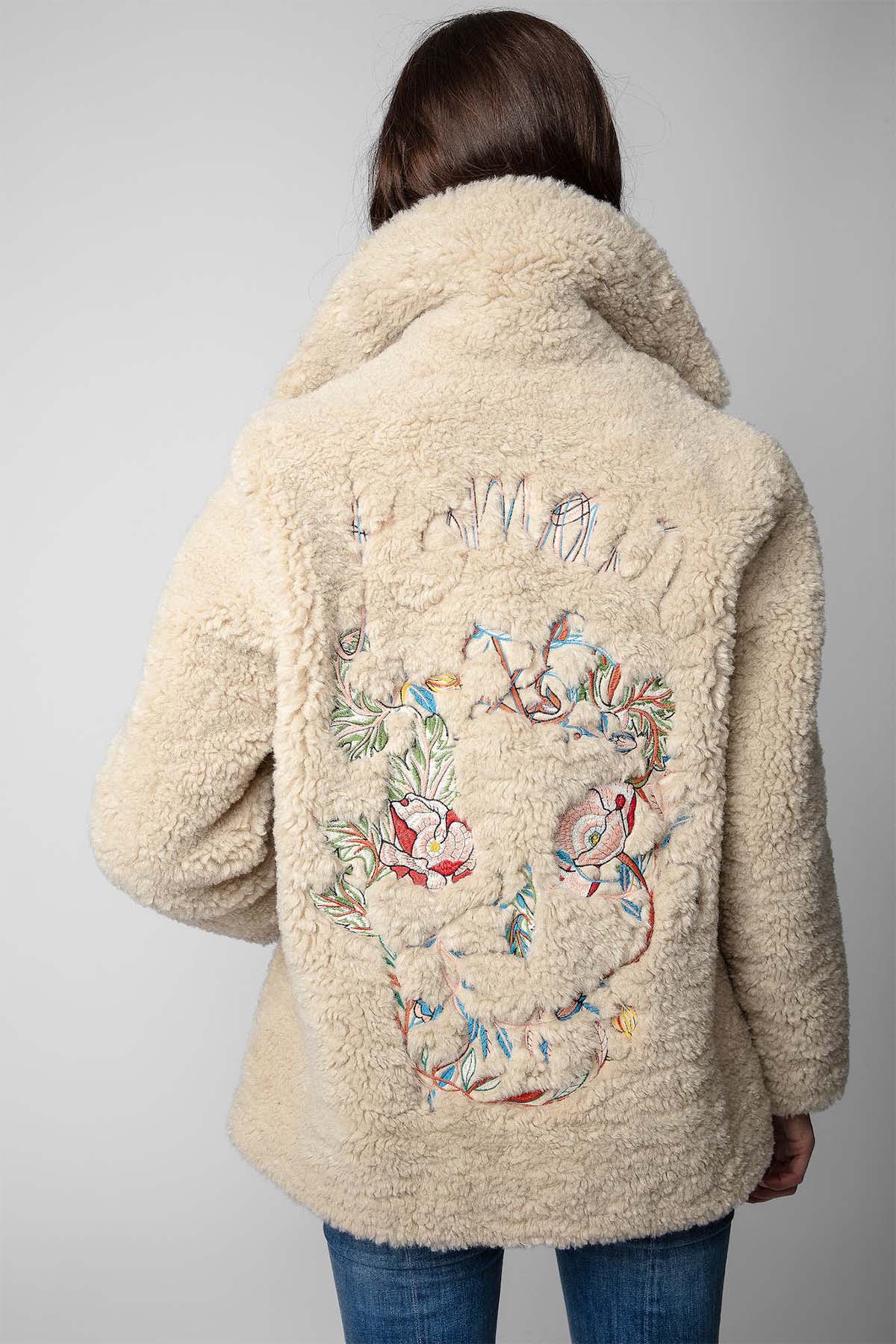 Zadig & Voltaire Çiçek Nakışlı Kuru Kafa Desenli Peluş Kaban-Libas Trendy Fashion Store