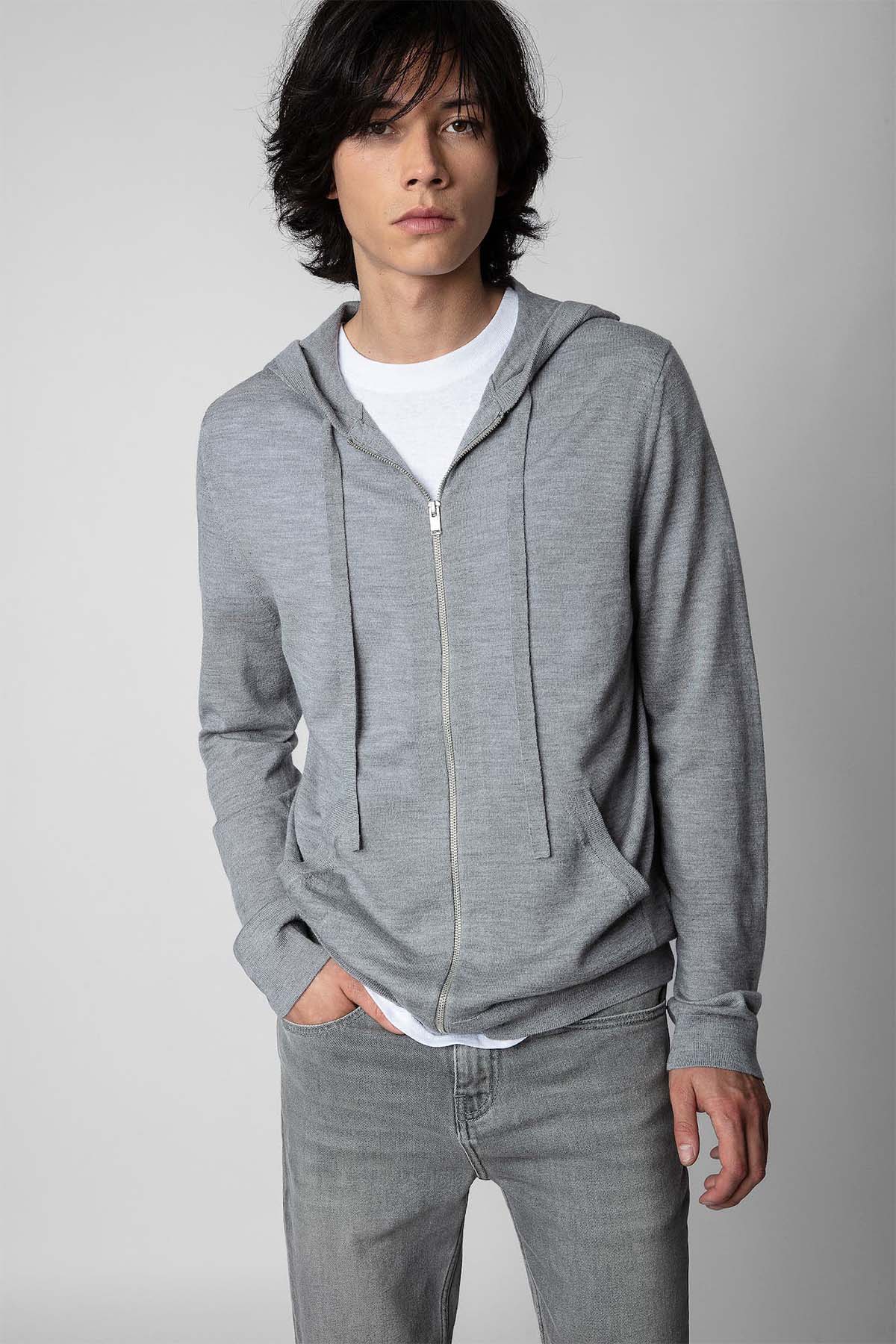 Zadig & Voltaire Kuru Kafa Desenli Kapüşonlu Yün Triko Ceket-Libas Trendy Fashion Store