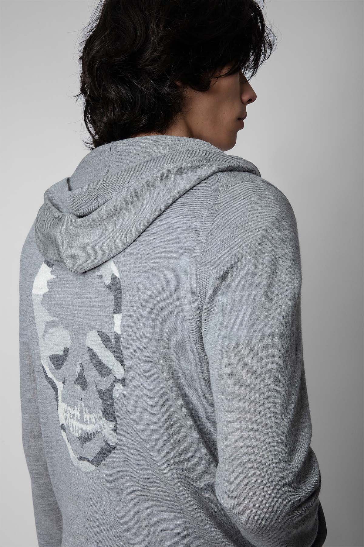 Zadig & Voltaire Kuru Kafa Desenli Kapüşonlu Yün Triko Ceket-Libas Trendy Fashion Store