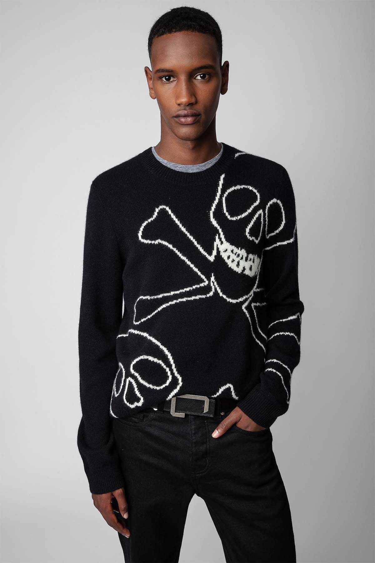 Zadig & Voltaire Kennedy Kuru Kafa Desenli Kaşmir Triko-Libas Trendy Fashion Store