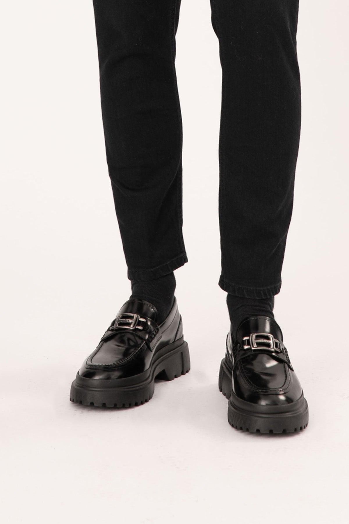 Hogan H629 Metal Tokalı Deri Loafer Ayakkabı-Libas Trendy Fashion Store