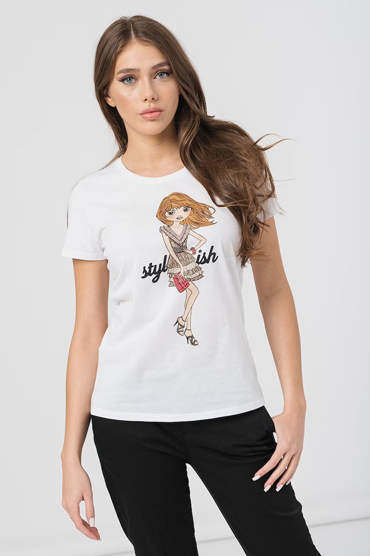 Liu Jo Yuvarlak Yaka Desenli T-shirt-Libas Trendy Fashion Store