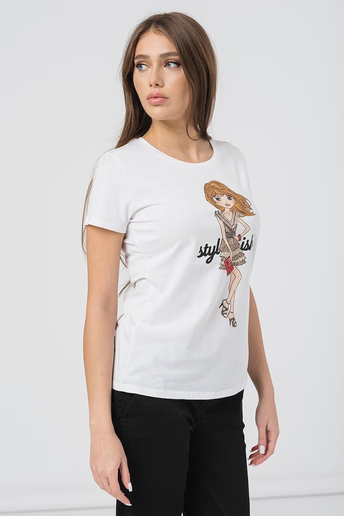 Liu Jo Yuvarlak Yaka Desenli T-shirt-Libas Trendy Fashion Store