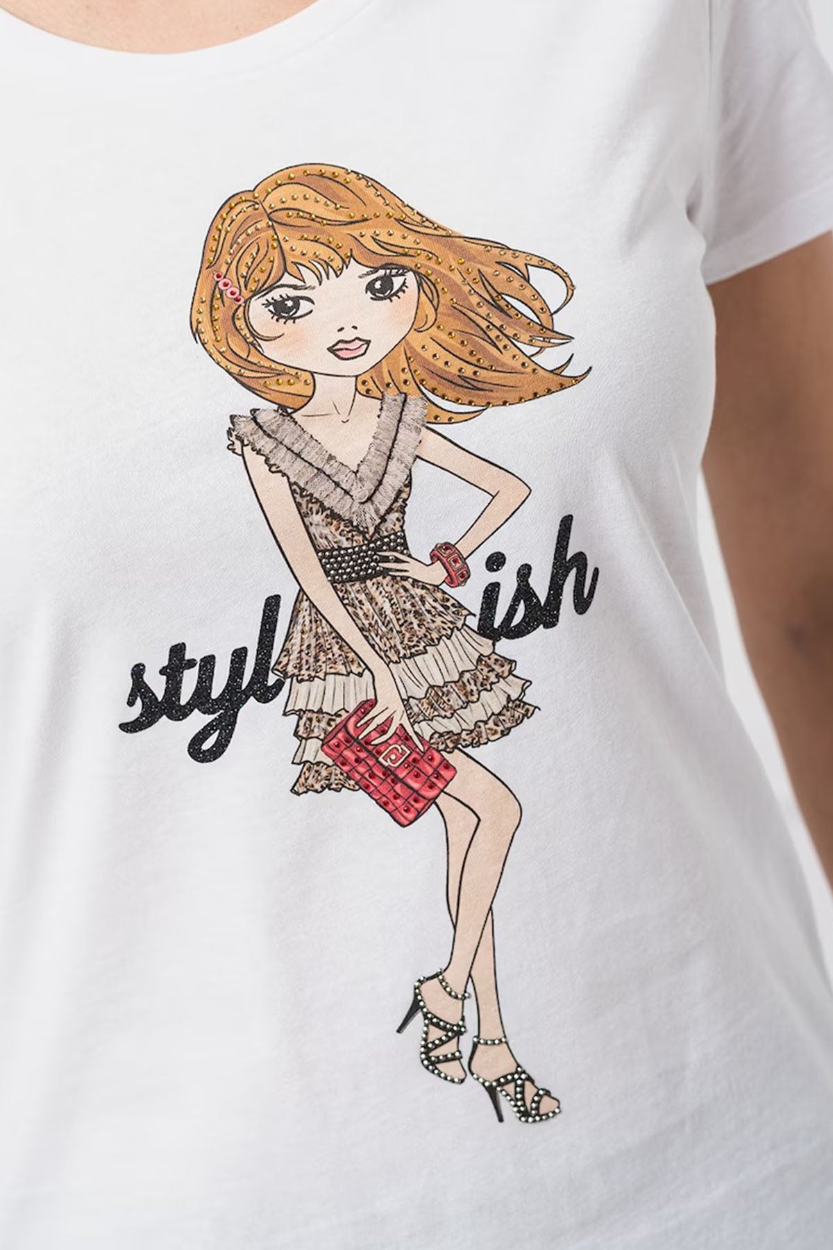 Liu Jo Yuvarlak Yaka Desenli T-shirt-Libas Trendy Fashion Store