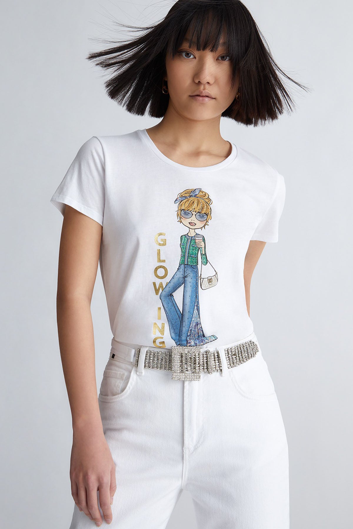 Liu Jo Yuvarlak Yaka Desenli T-shirt-Libas Trendy Fashion Store