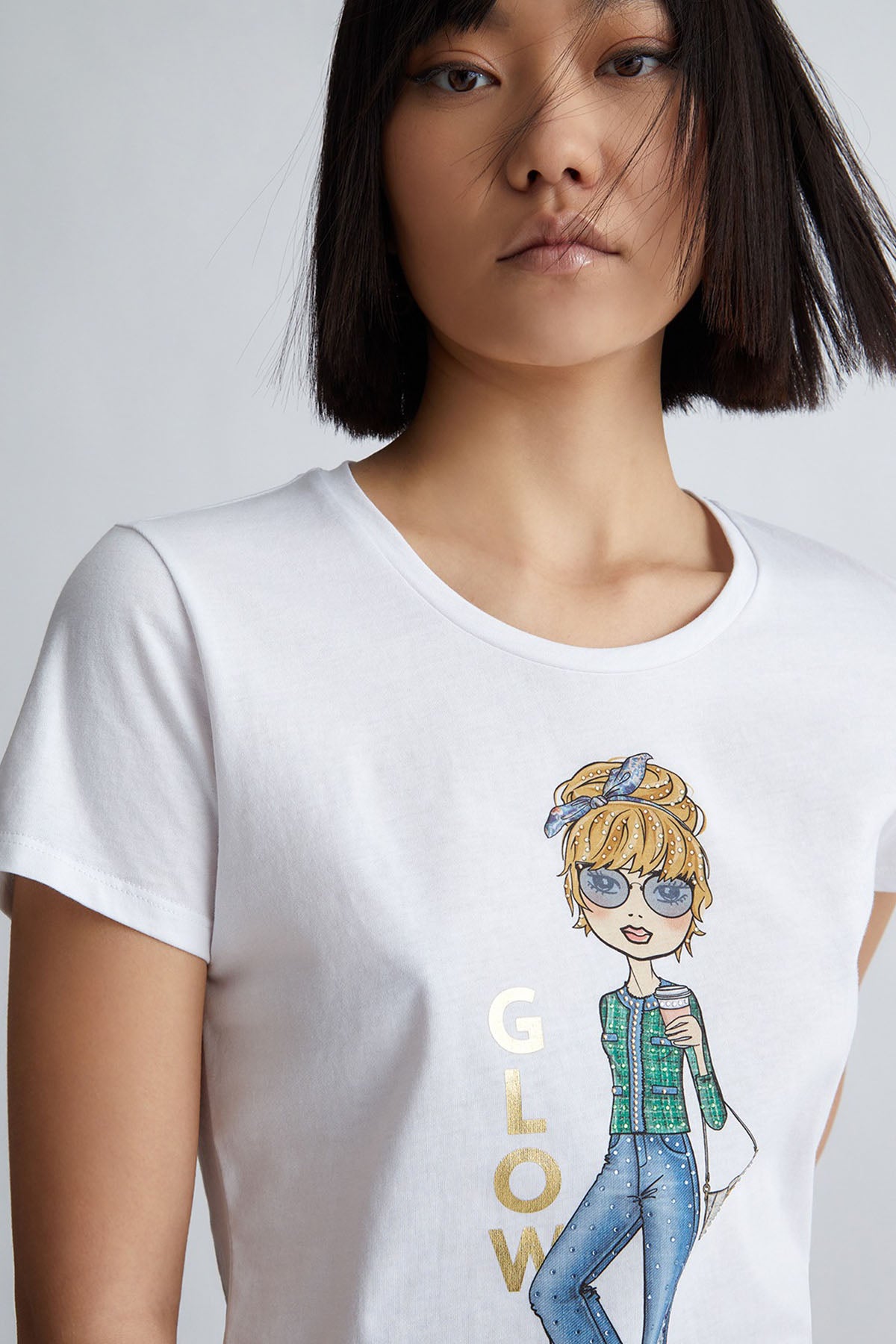 Liu Jo Yuvarlak Yaka Desenli T-shirt-Libas Trendy Fashion Store