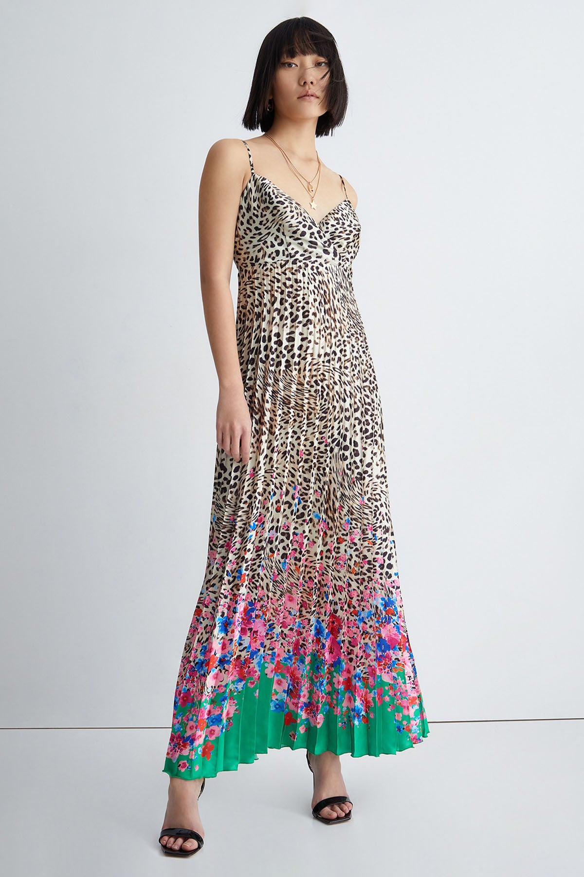 Liu Jo Leopar Desenli Piliseli Maxi Abiye Elbise-Libas Trendy Fashion Store