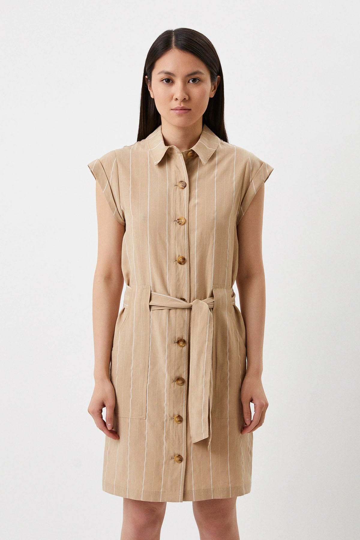Liu Jo Çizgili Ketenli Mini Gömlek Elbise-Libas Trendy Fashion Store