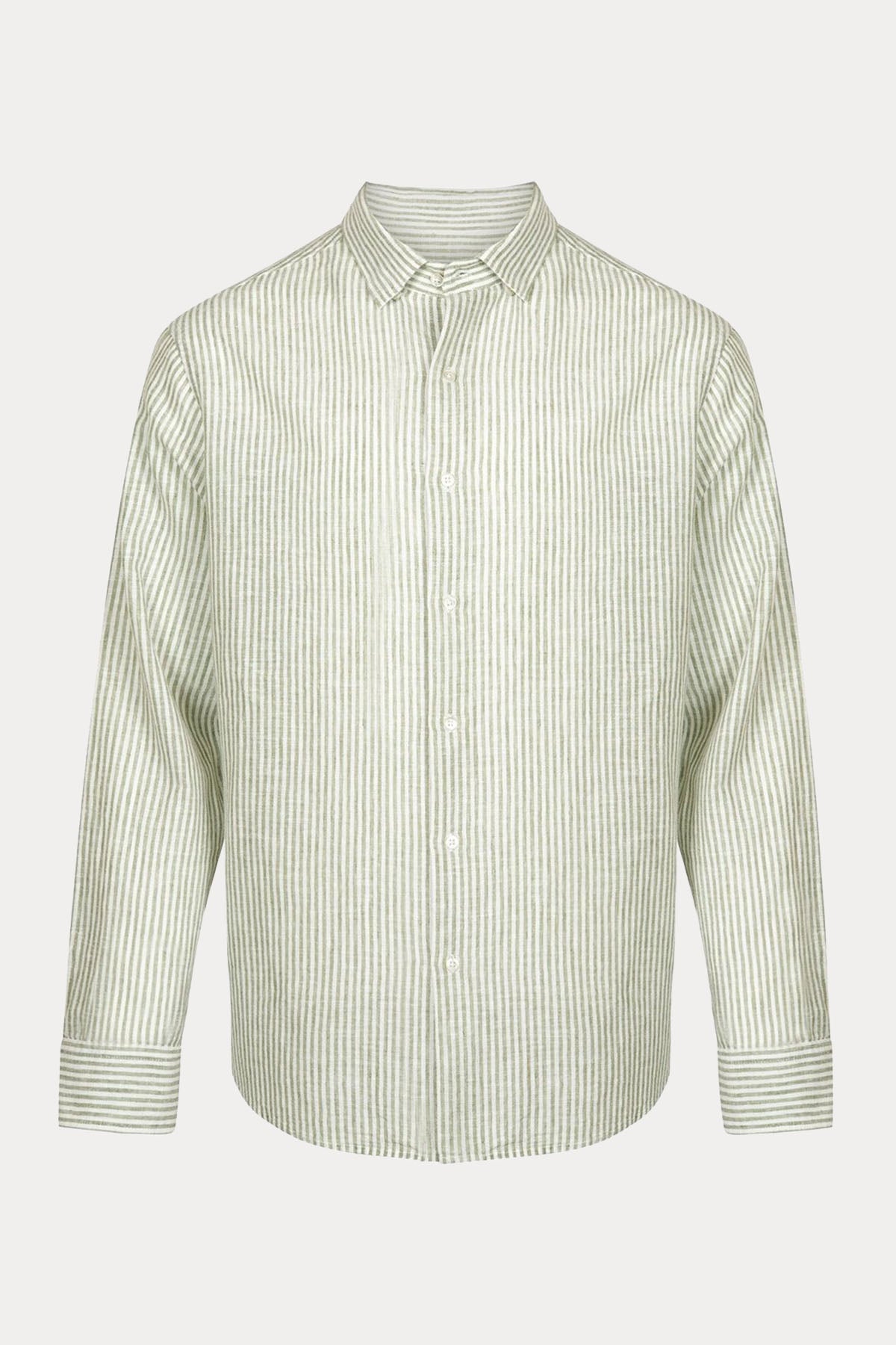 Bluemint Luca Stripey Custom Fit Keten Karışımlı Çizgili Gömlek-Libas Trendy Fashion Store