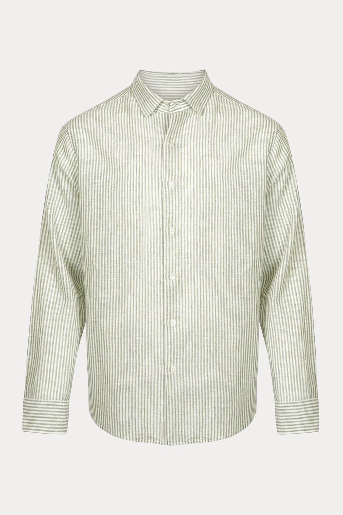 Bluemint Luca Stripey Custom Fit Keten Karışımlı Çizgili Gömlek-Libas Trendy Fashion Store