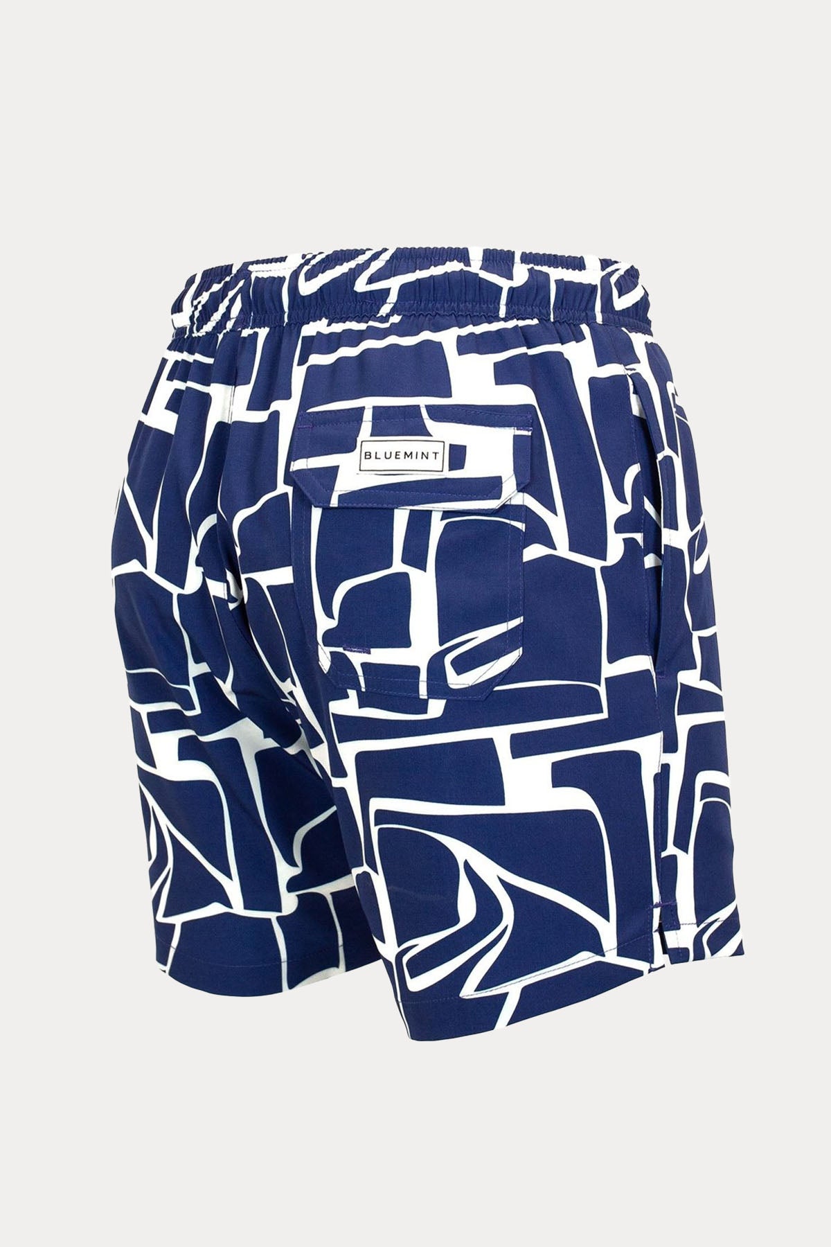 Bluemint Arthus Stretch Navy Blocks Şort Mayo-Libas Trendy Fashion Store