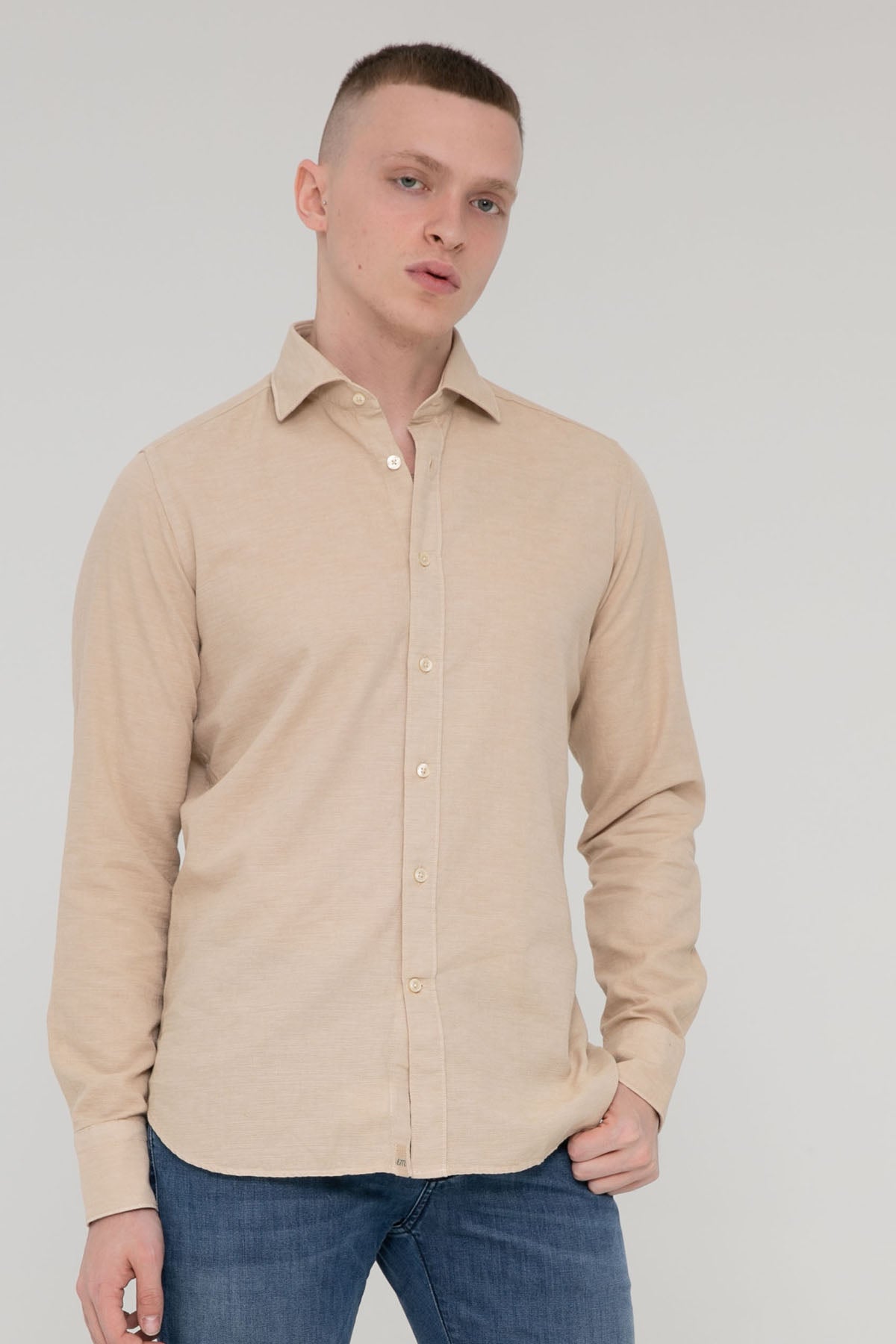 Tintoria Mattei Regular Fit İtalyan Yaka Yıkamalı Gömlek