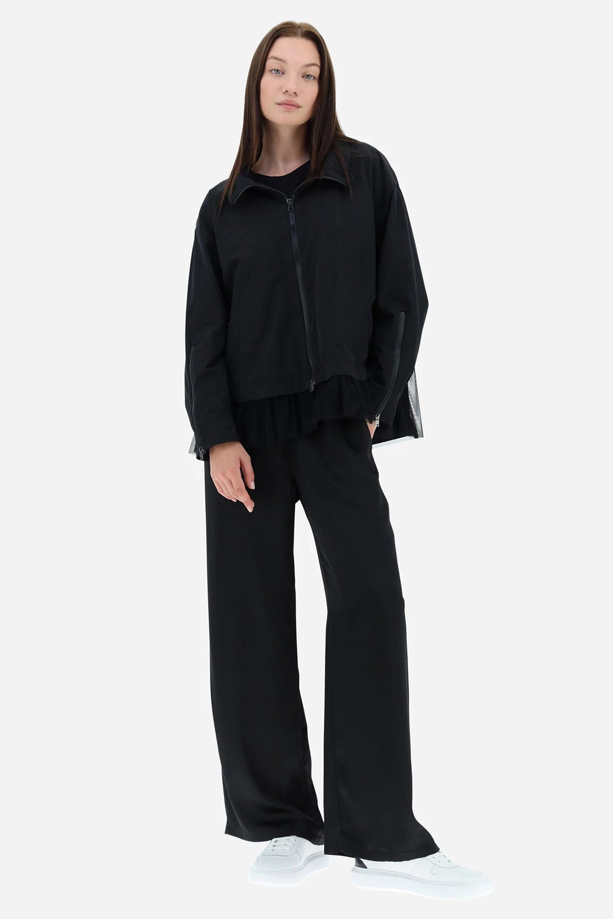 Herno Geniş Kesim Piliseli Tül Detaylı İnce Mont Ceket-Libas Trendy Fashion Store