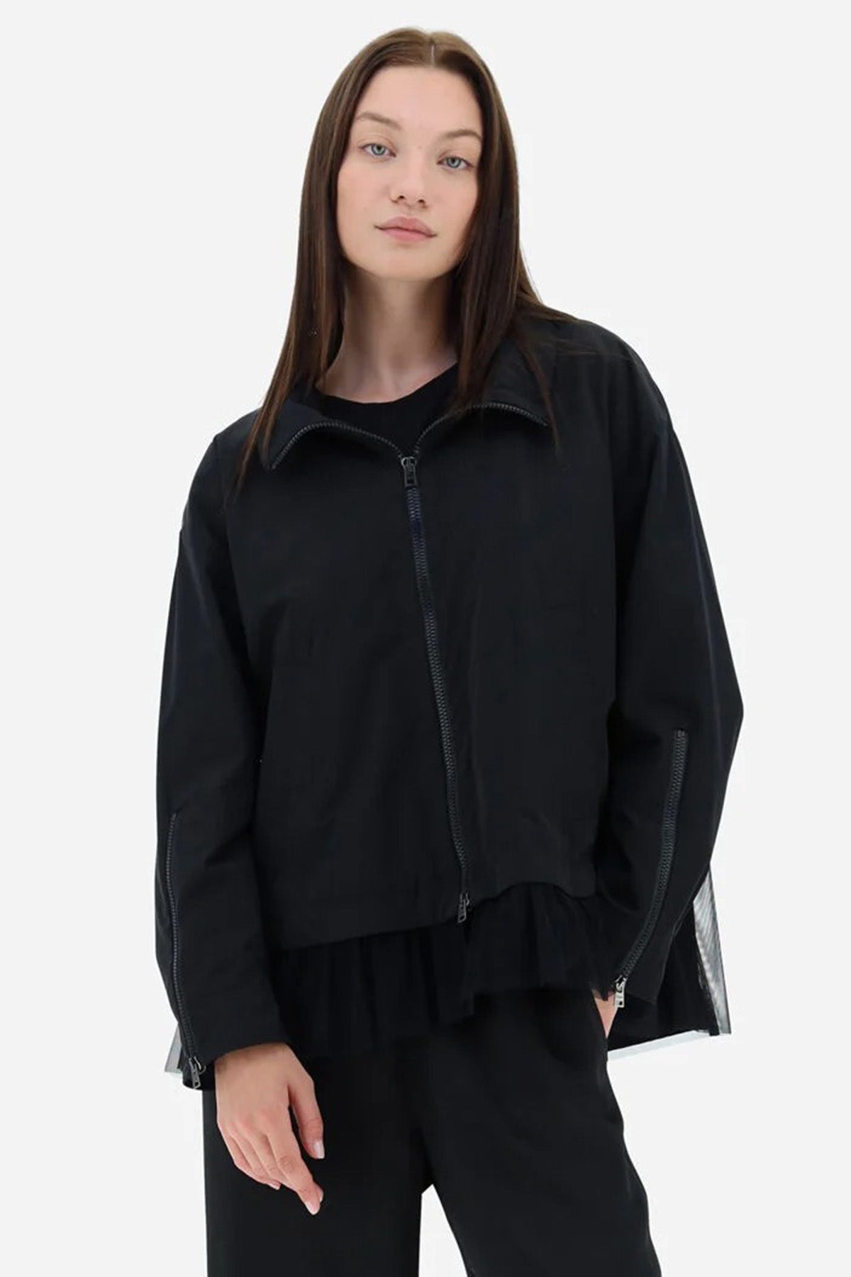 Herno Geniş Kesim Piliseli Tül Detaylı İnce Mont Ceket-Libas Trendy Fashion Store