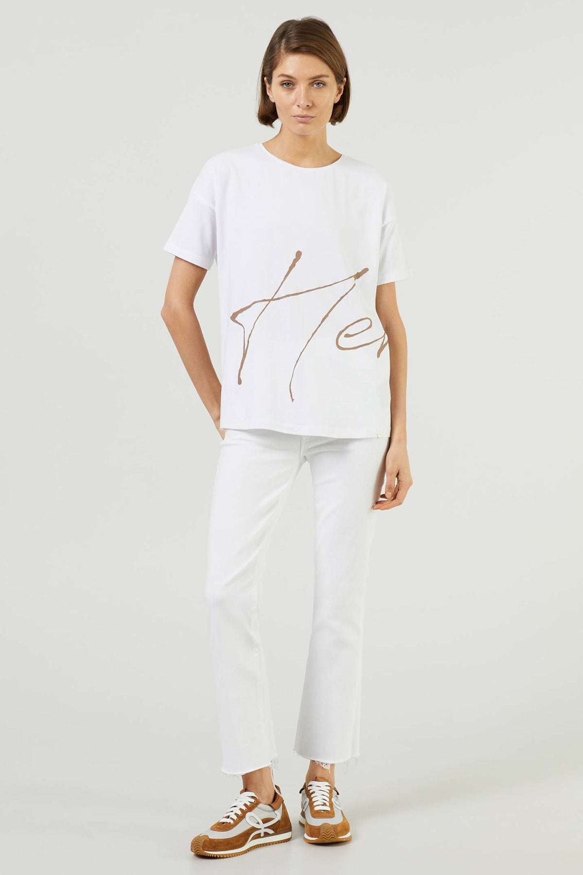 Herno Geniş Kesim Logolu T-shirt-Libas Trendy Fashion Store