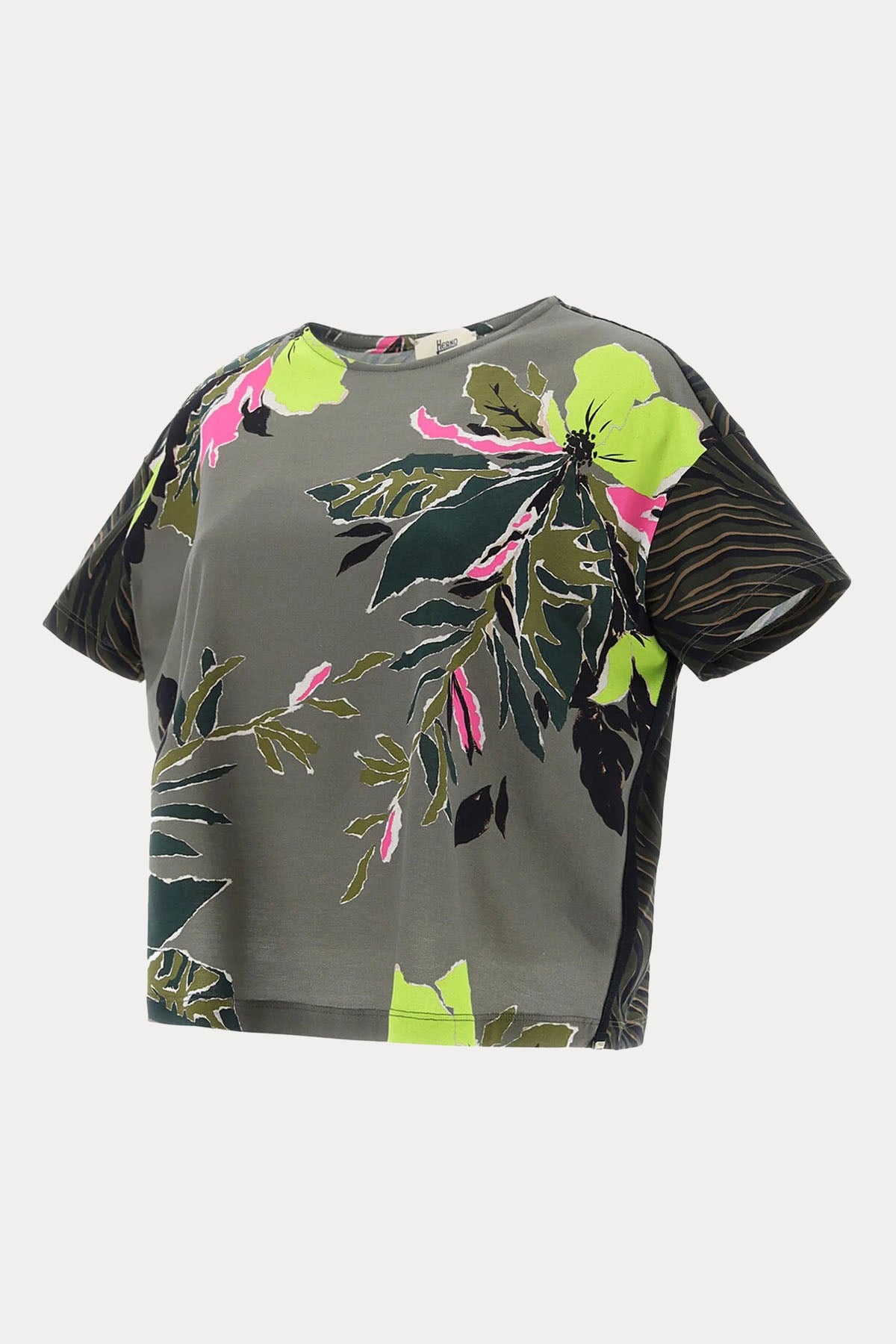 Herno Çiçek Baskılı Yuvarlak Yaka T-shirt-Libas Trendy Fashion Store